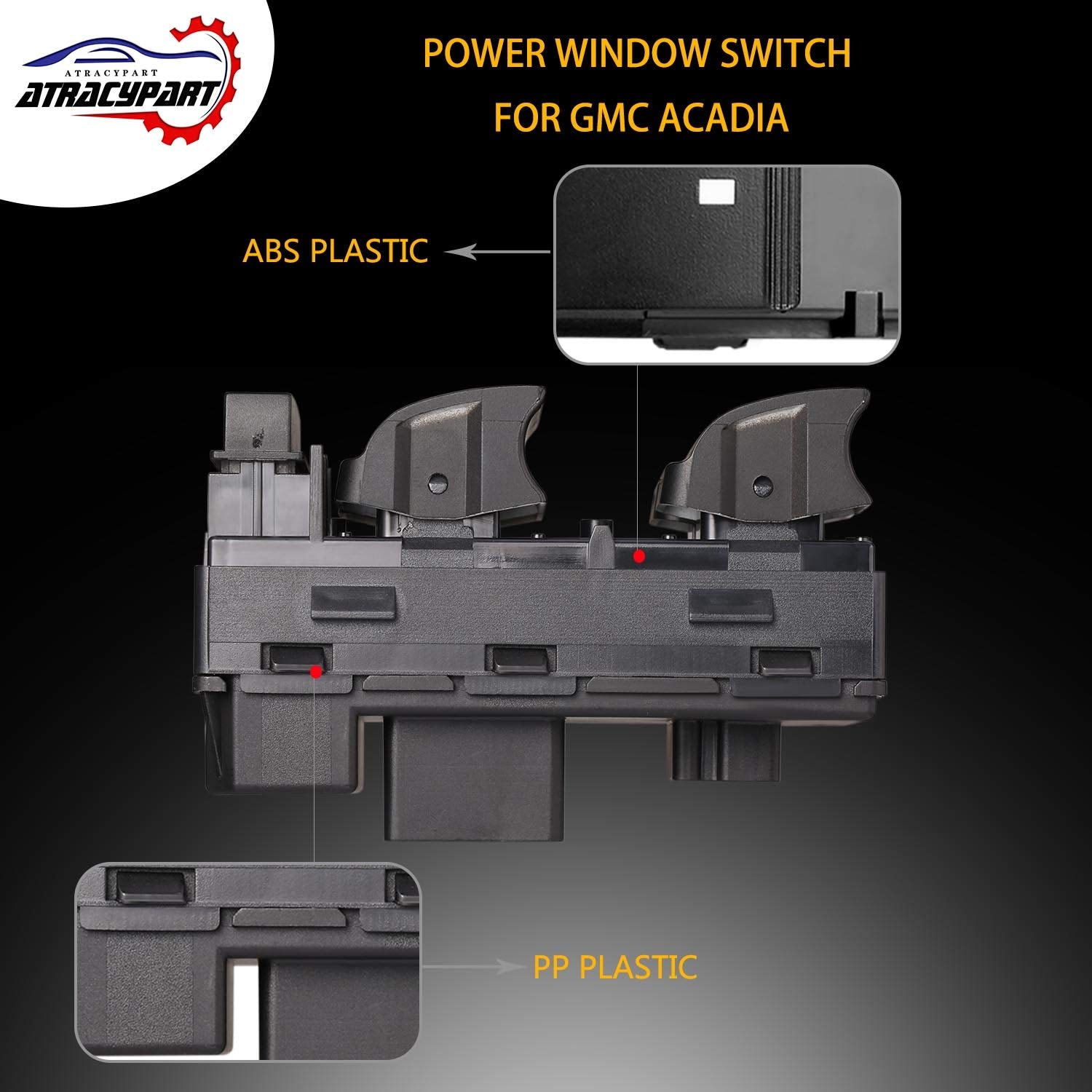 Driver Side Master Power Window Control Switch With Red Light For | 2007-2016 Gmc Acadia | Replaces Part# 20945224