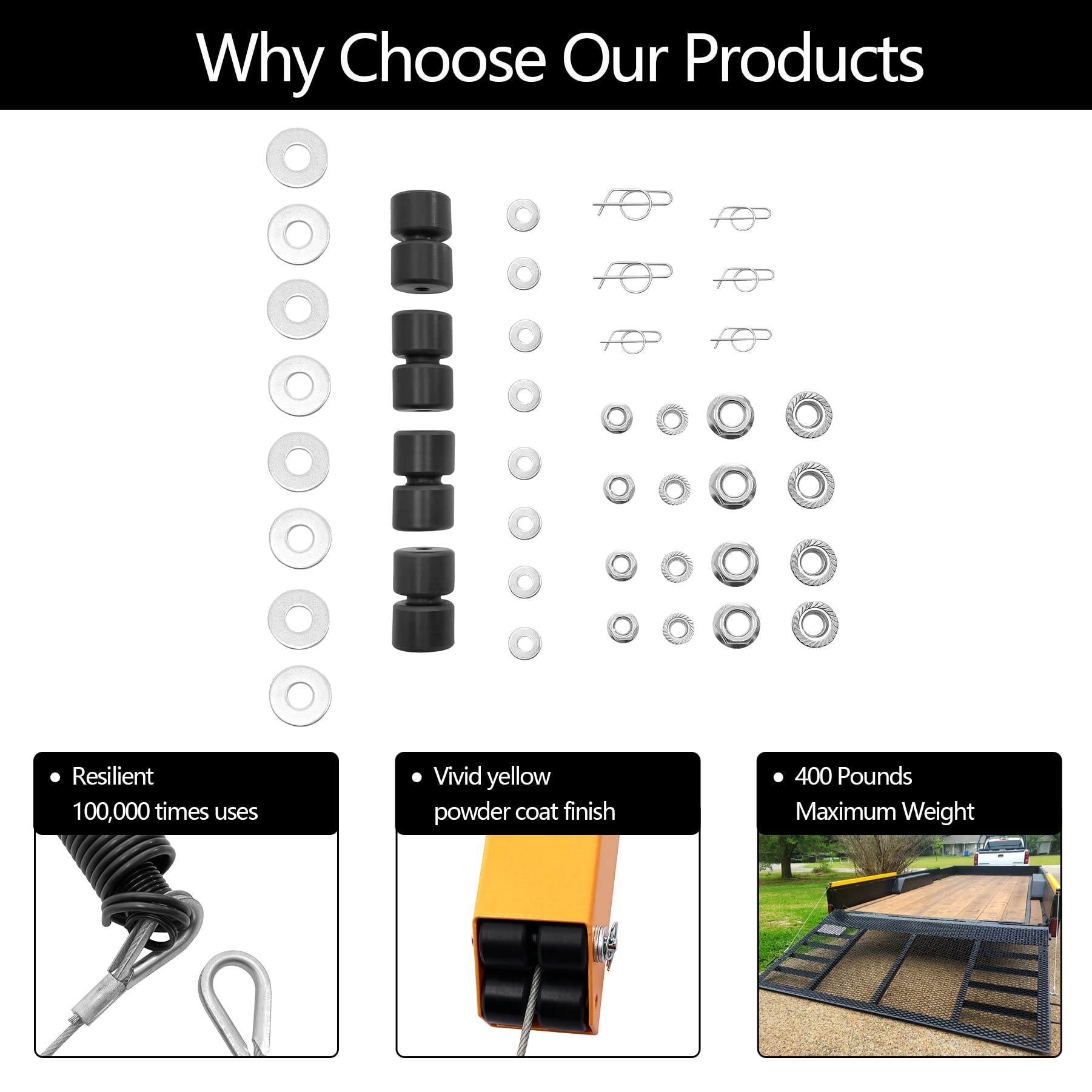 Trailer Tailgate Lift Assist Kit with 2 Sides (Aluminum Alloy Rollers), Compatible with Open Utility Trailer Tailgate and Ramp,