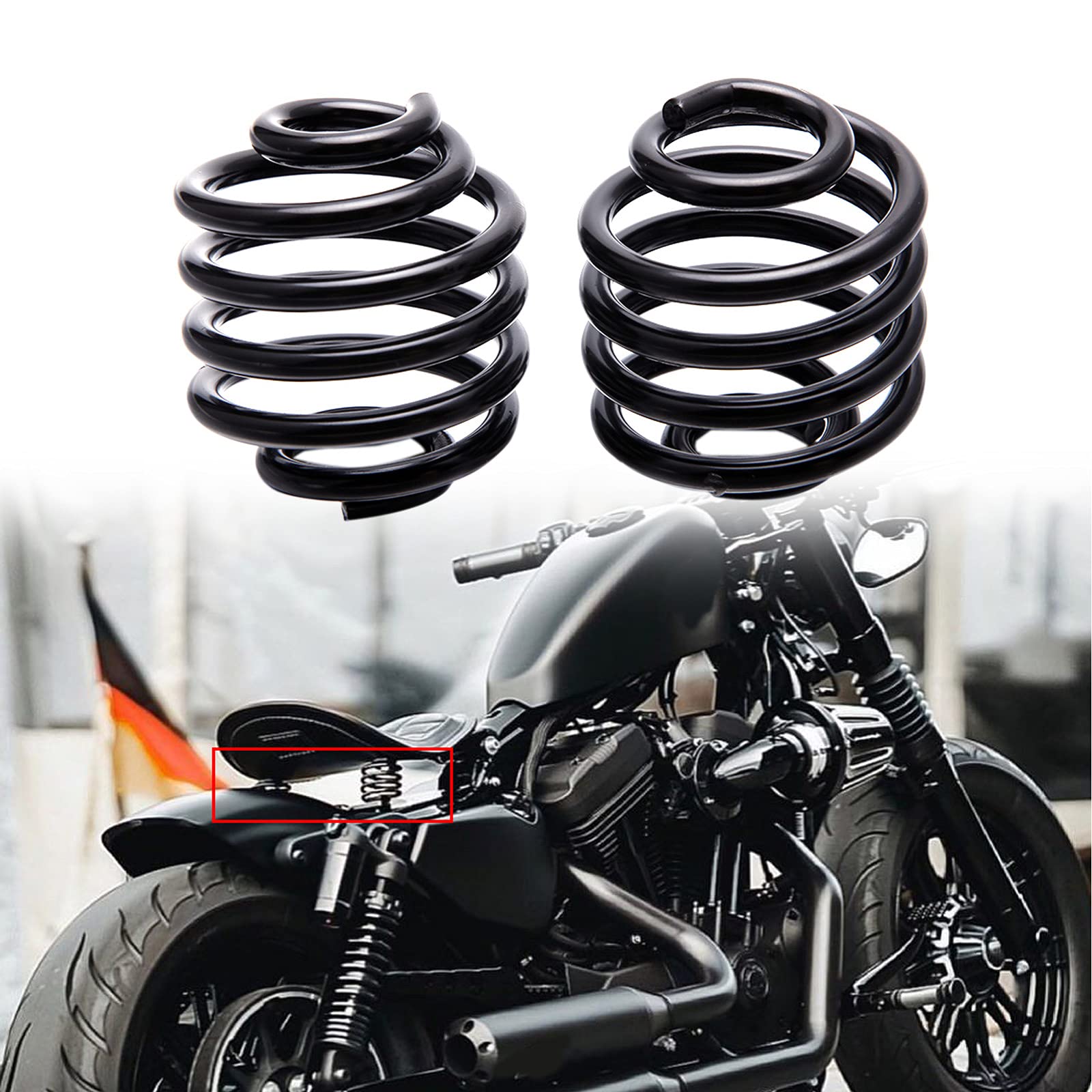 2 Inch Black Motorcycle Barrel Coiled Solo Seat Spring Bracket Hardware Mount Kit For Bobber Chopper Custom