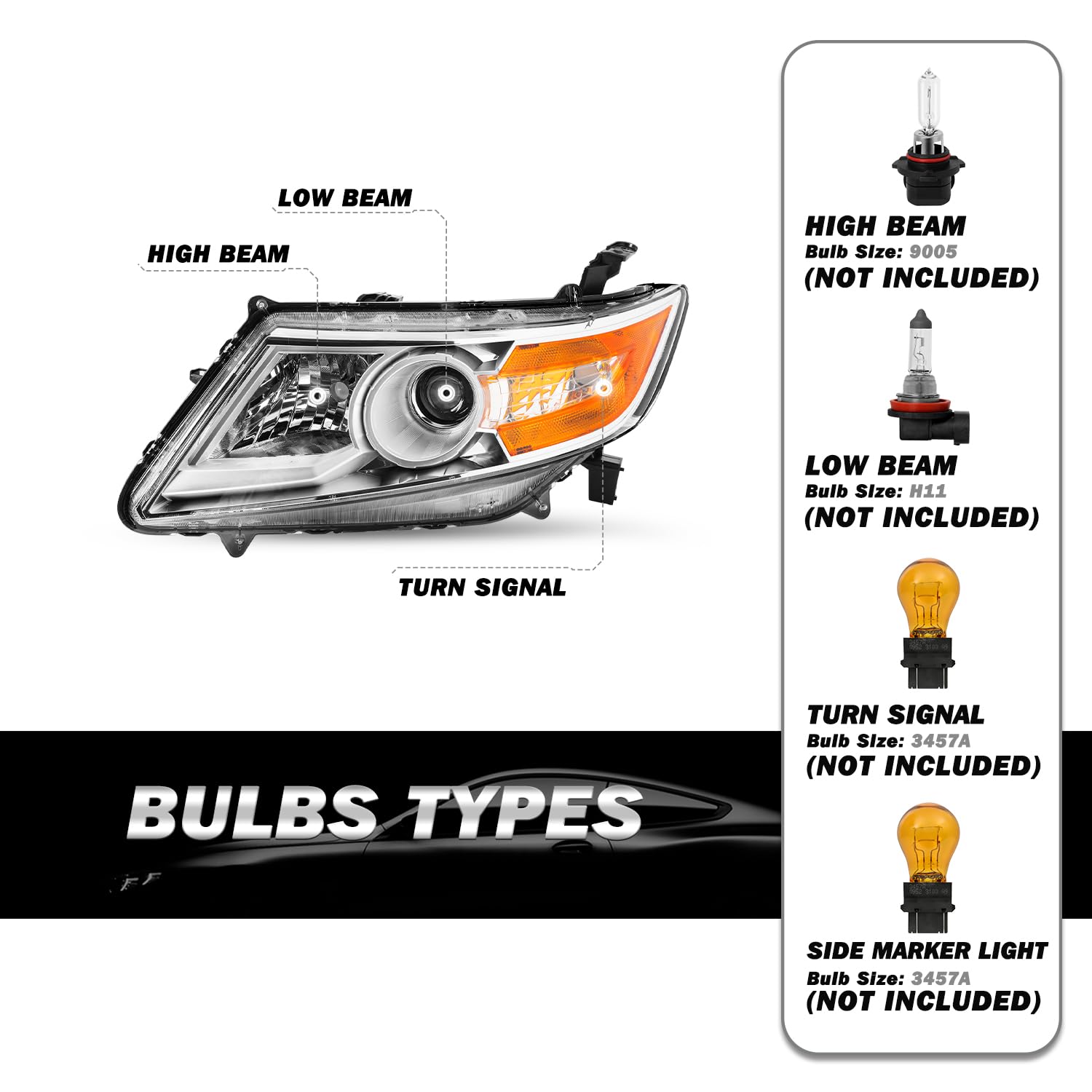 Sockir Headlight Assembly Fit 2011-2017 Honda Odyssey 4-Door W/O Bulbs Oe Style Headlights Headlamps Replace 33150Tk8A01 Ho2502142 (Driver & Passenger Side)