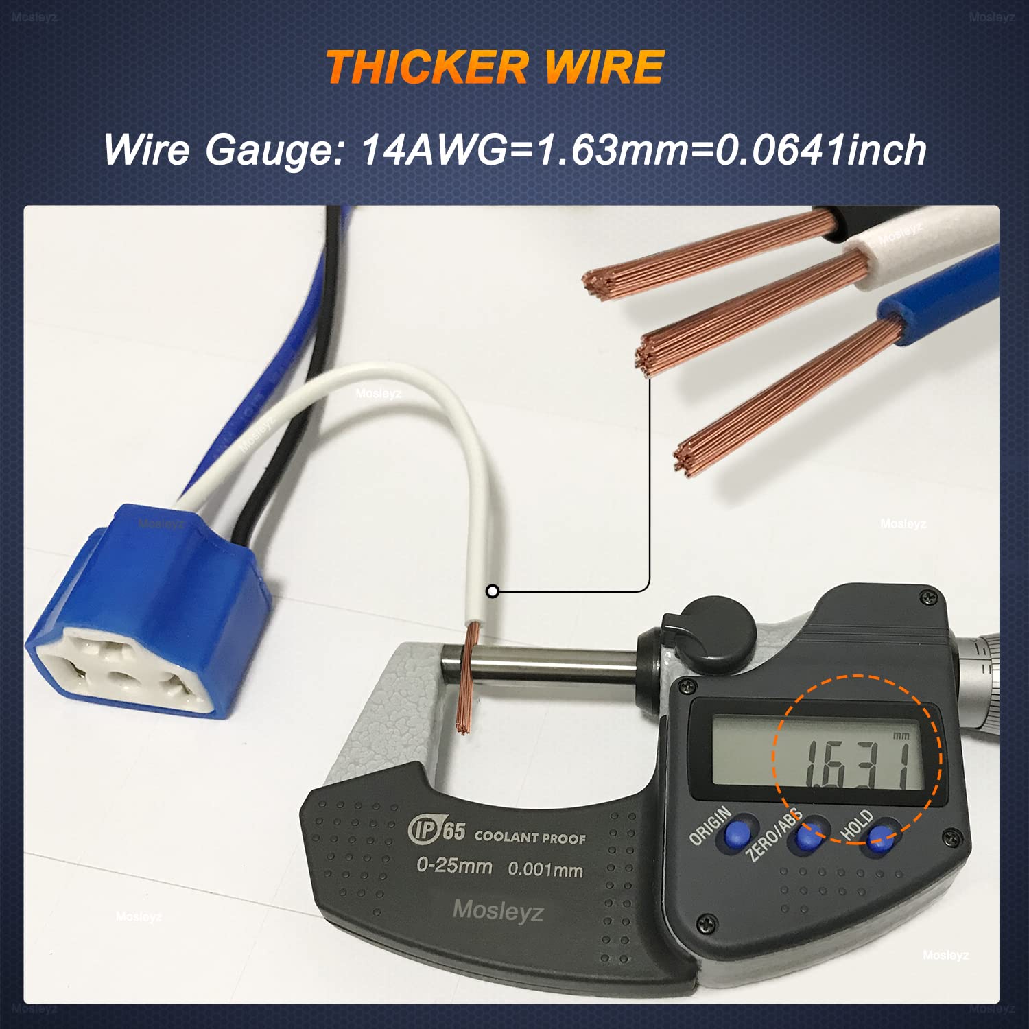 Mosleyz H4 HB2 9003 Heavy Duty Wiring Harness Headlight Socket, 14AWG Ceramic Connector for Car, Truck, Boat - Pack of 2