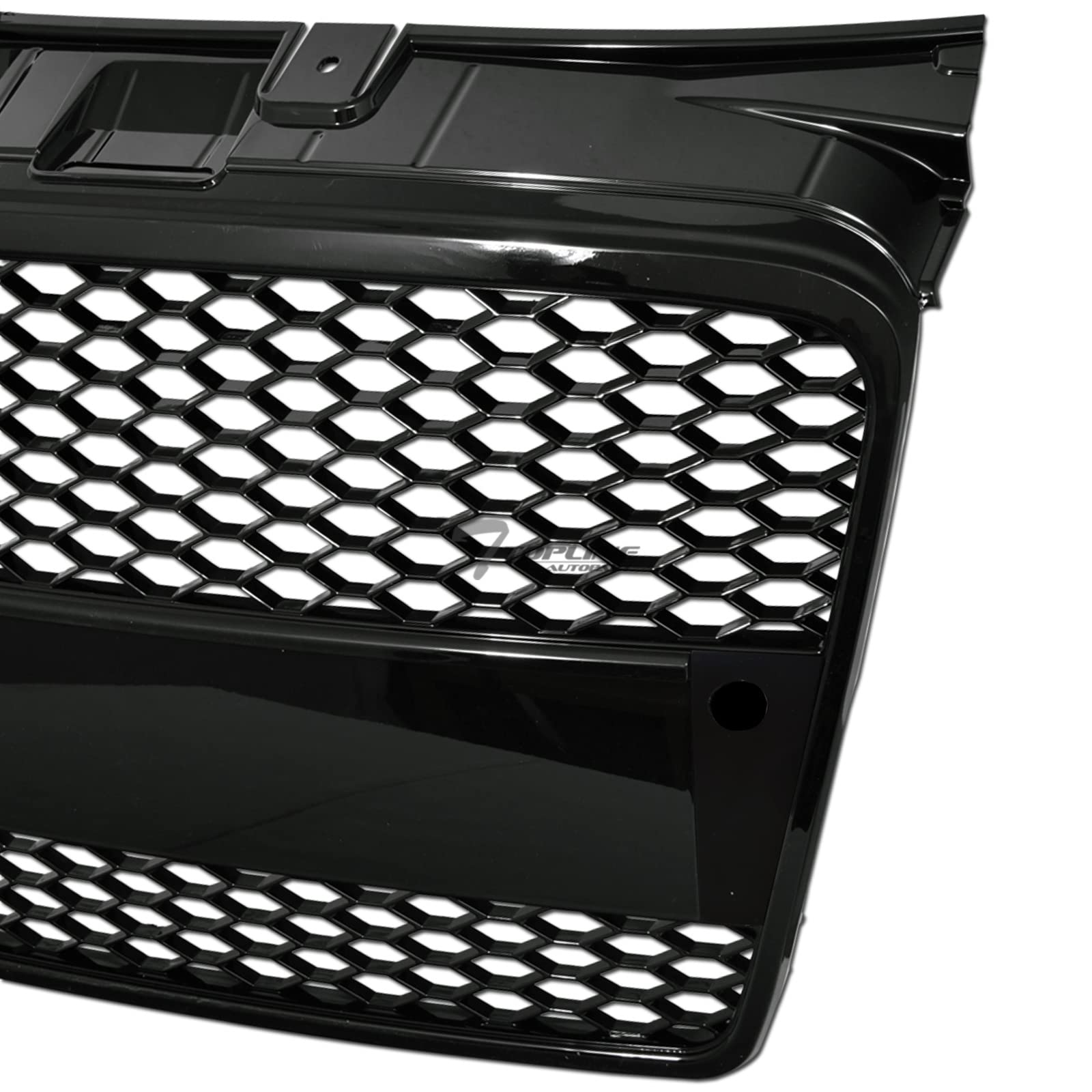 Tlaps 7422438564535 Compatible With 2005 2006-2008 Audi A4 B7 Glossy Black Rs-Honeycomb Mesh Front Bumper Grill Grille With Emblem Base