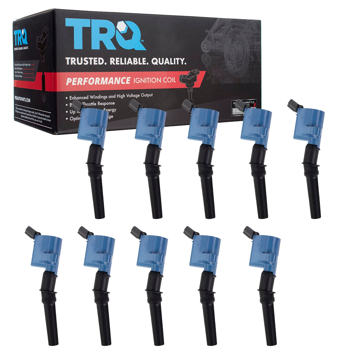 TRQ Ignition Coil Set Compatible with 97-19 Ford