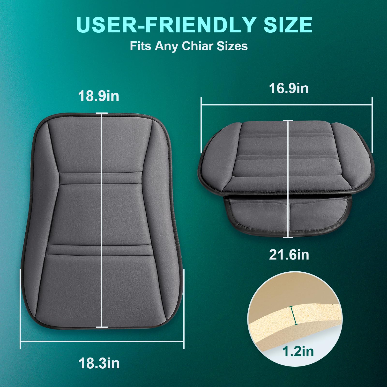 SKYJDM Car Seat Cushion with Back Support Set, Memory Foam Car Cushion with Lumbar Support Pillow, Non Slip Seat Cushion Ergonom