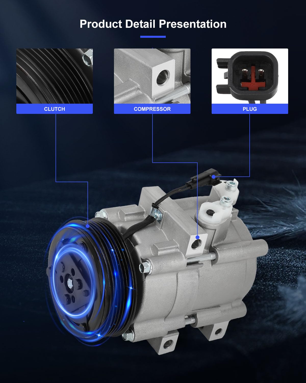 Eccpp Ac Compressor With Clutch 2006-2011 Fit For Lincoln Town Car 4.6L 2006-2010 Fit For Mercury Mountaineer 4.6L Air Condition