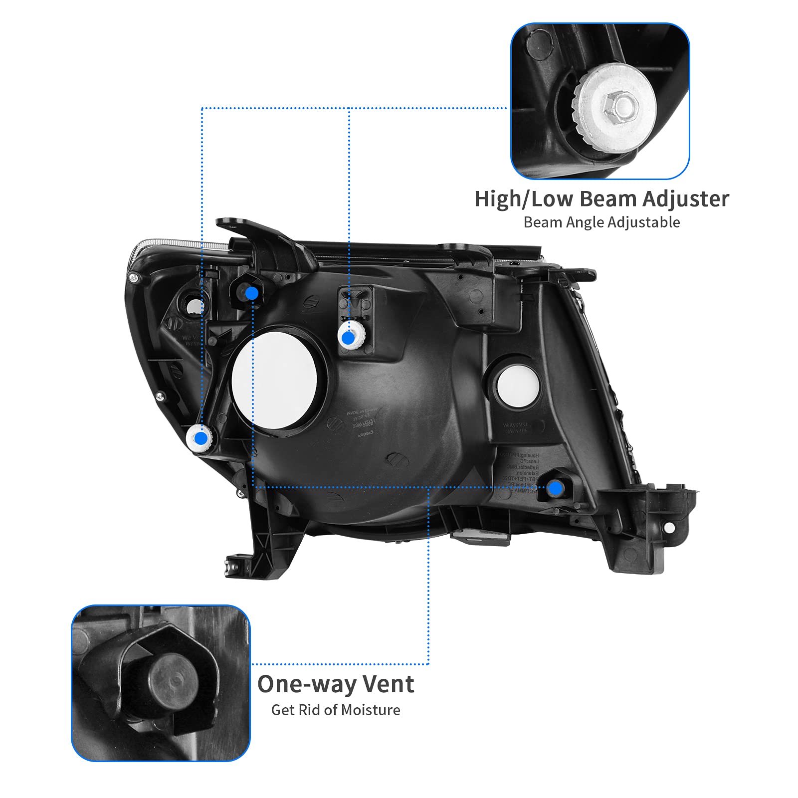 Dwvo Headlights Assembly Compatible With Tacoma 2005 2006 2007 2008 2009 2010 2011 Black Housing Clear Lens Headlamp