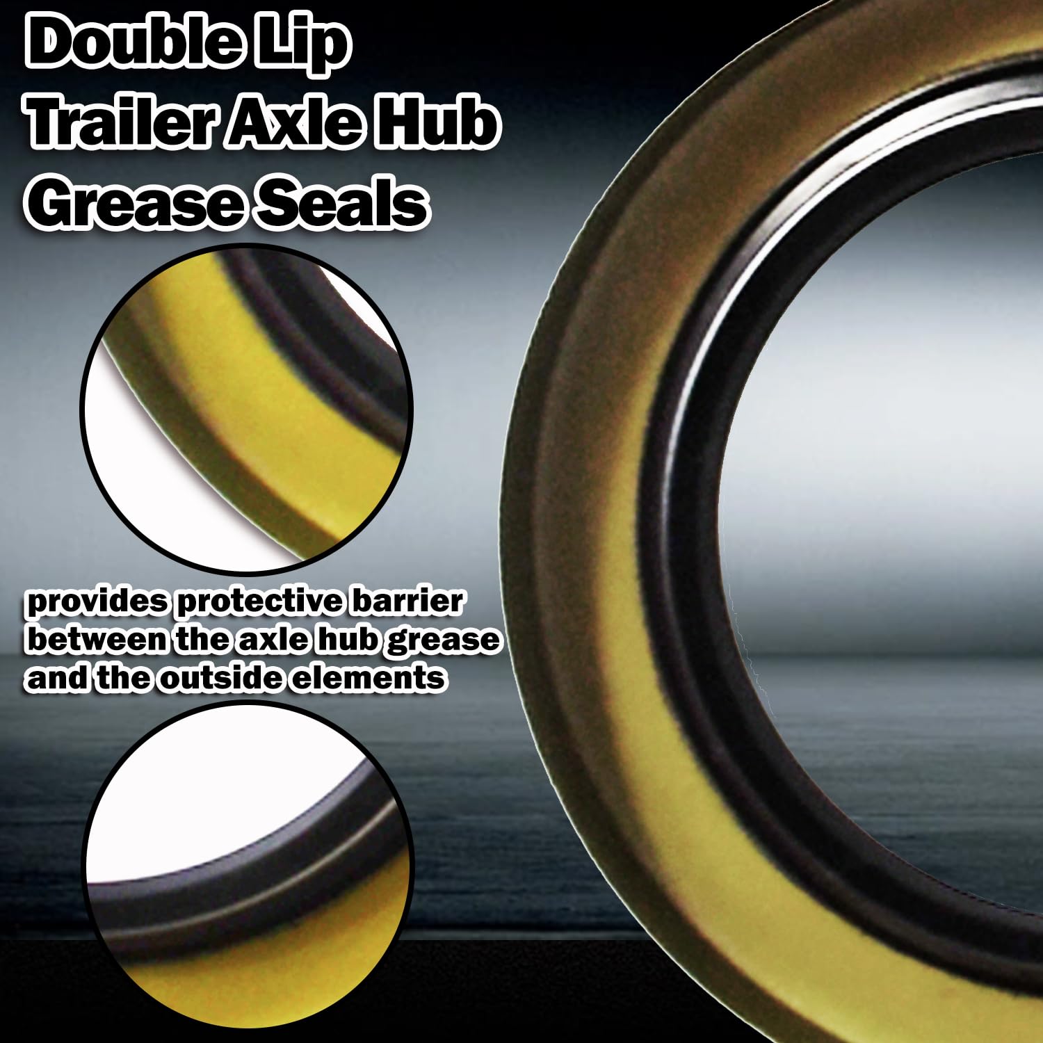 Jadode 4 Pack Double Lip Grease Seals 2.250''I.D X 3.376''O.D Replacement 010-036-00 (10-36) Or 22333Tb Spindle #42 Fits 5200-7000 Lbs Trailer Axle Hub Wheel Grease Seals