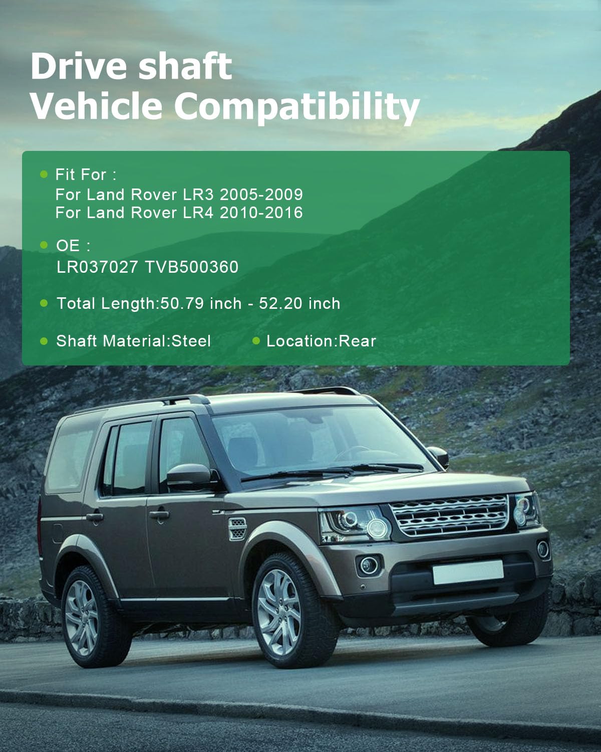 Scitoo 50.79'' - 52.20'' Rear Drive Shaft Assembly Propeller Shaft Compatible For Land Rover Lr3 2005-2009,For Land Rover Lr4 20