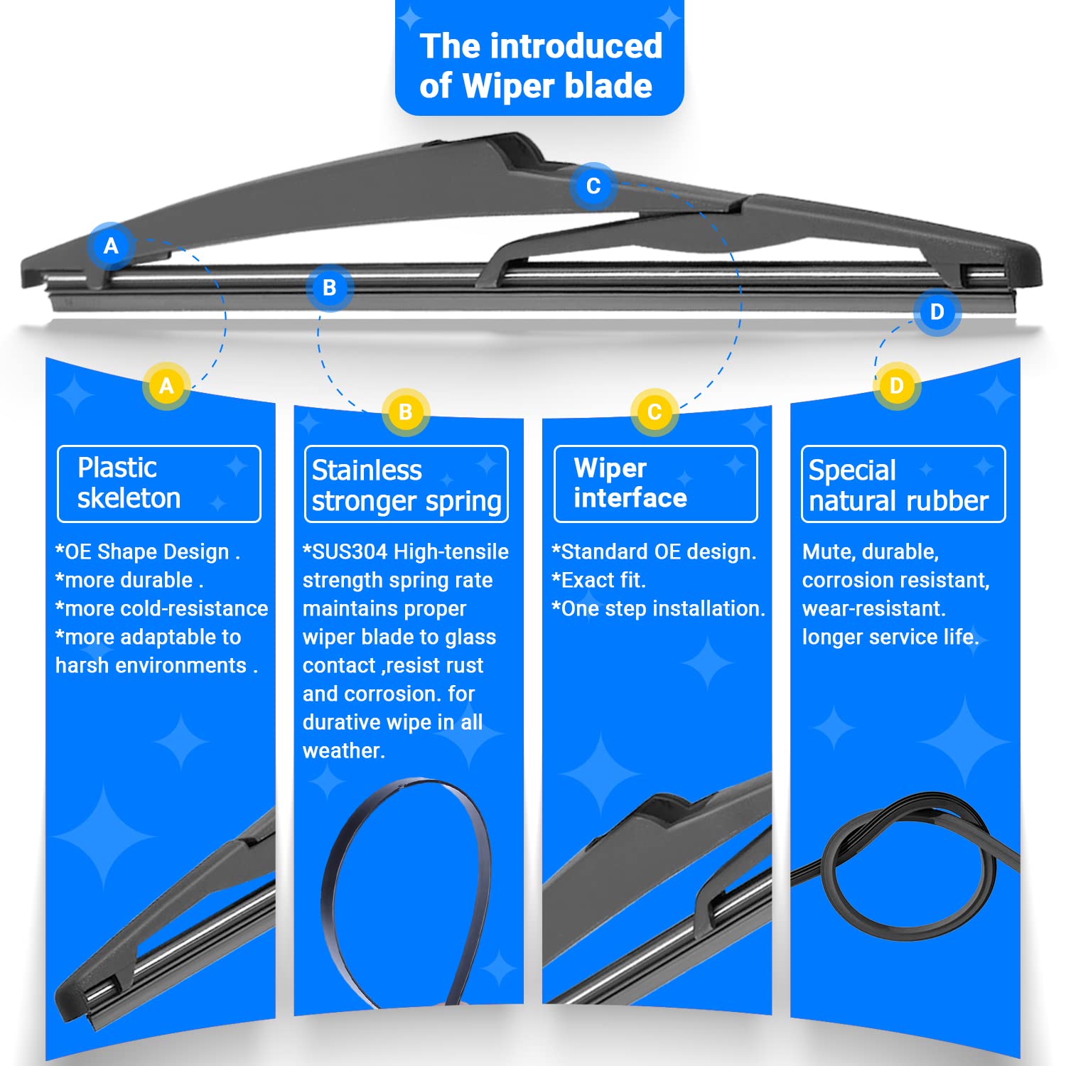 Raintok Windshield Wiper Blades Replacement For Mitsubishi Outlandersport 2011-2022 Original Factory Quality Front Rear Wipers B