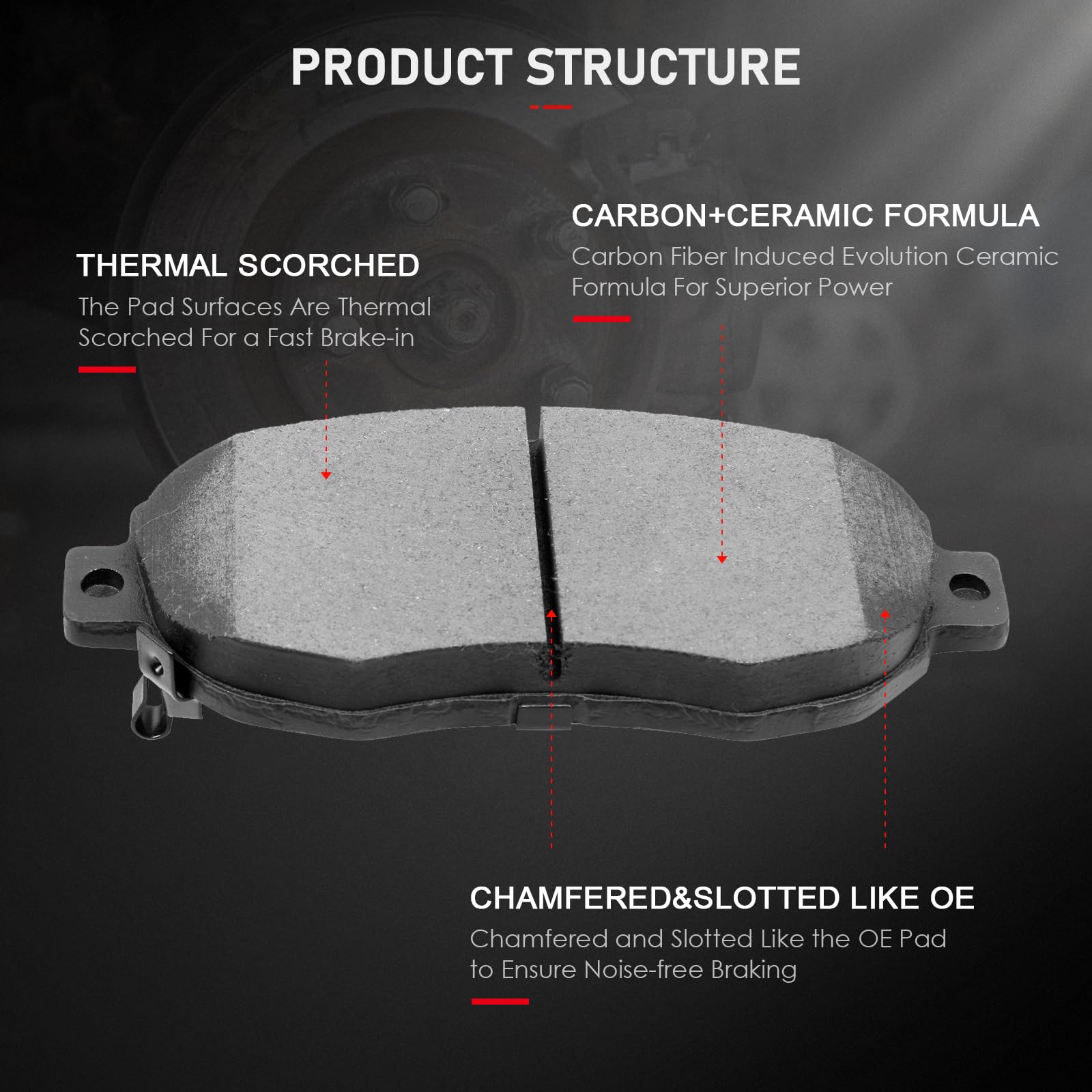 Front Rear Ceramic Brake Pads Kits 8Pcs Fit For 1998-2005 For Lexus Gs300, 1998-2000 For Lexus Gs400, 2001-2005 For Lexus Gs430,