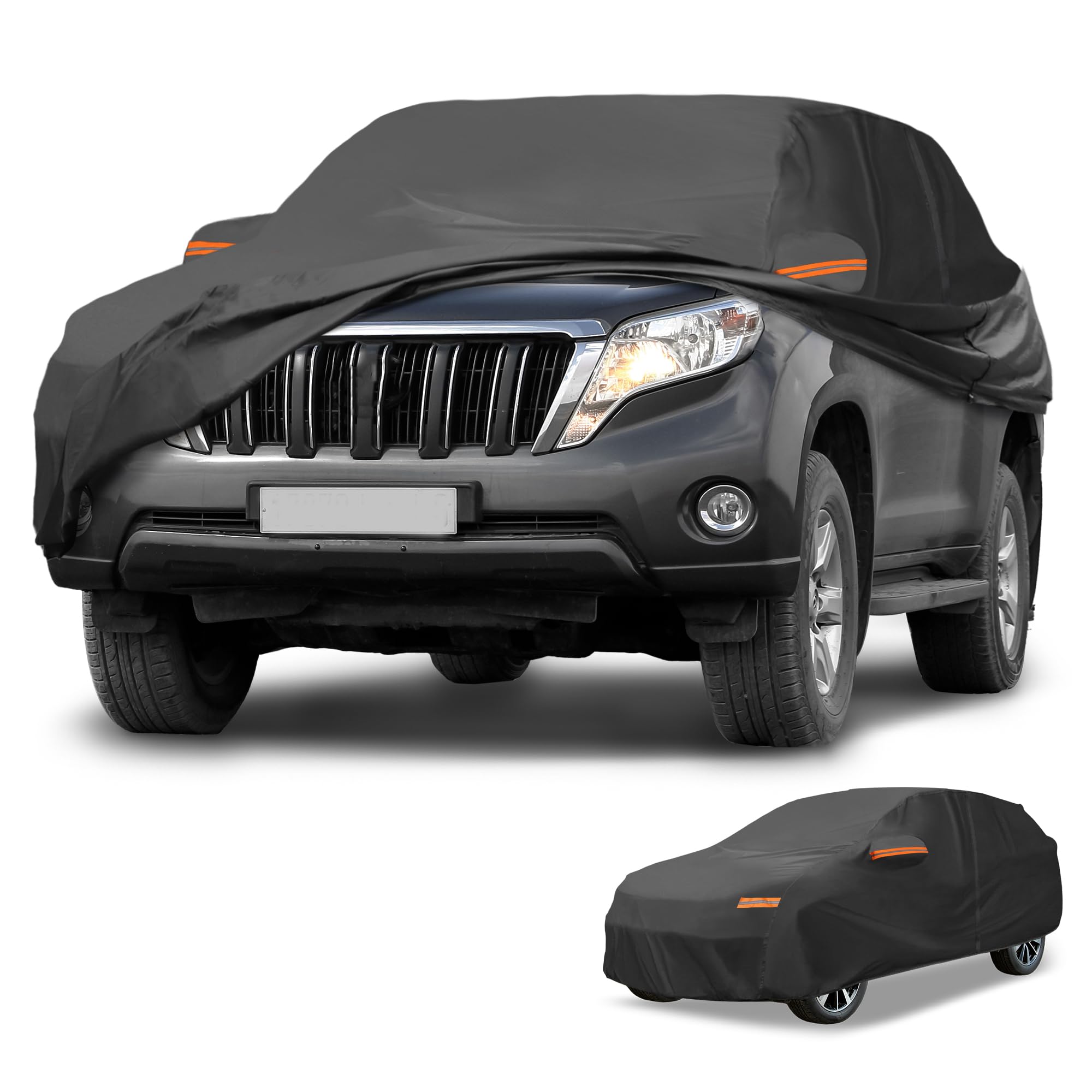 Partuto Universal Car Cover Waterproof All Weather 190T-PU, UV Sun Rain Protection, Fits for SUV Length 191''-200'', with Left S