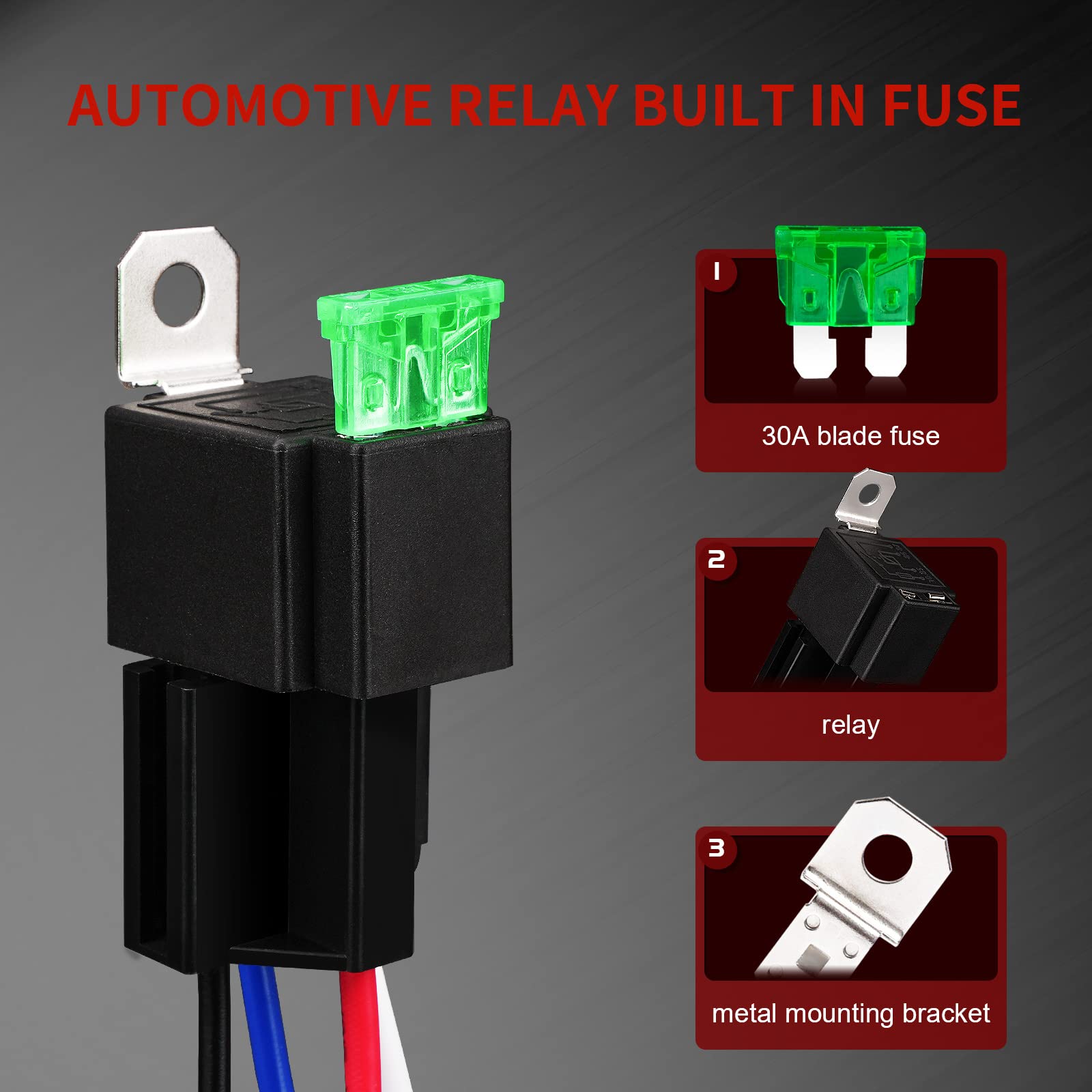 Apiele 4 Pin Relay 12V 40A Relay With 30A Fuse Dc Spst Fused Relay Normally Open 1No With 14 Awg Harness Socket For Car Truck Motor