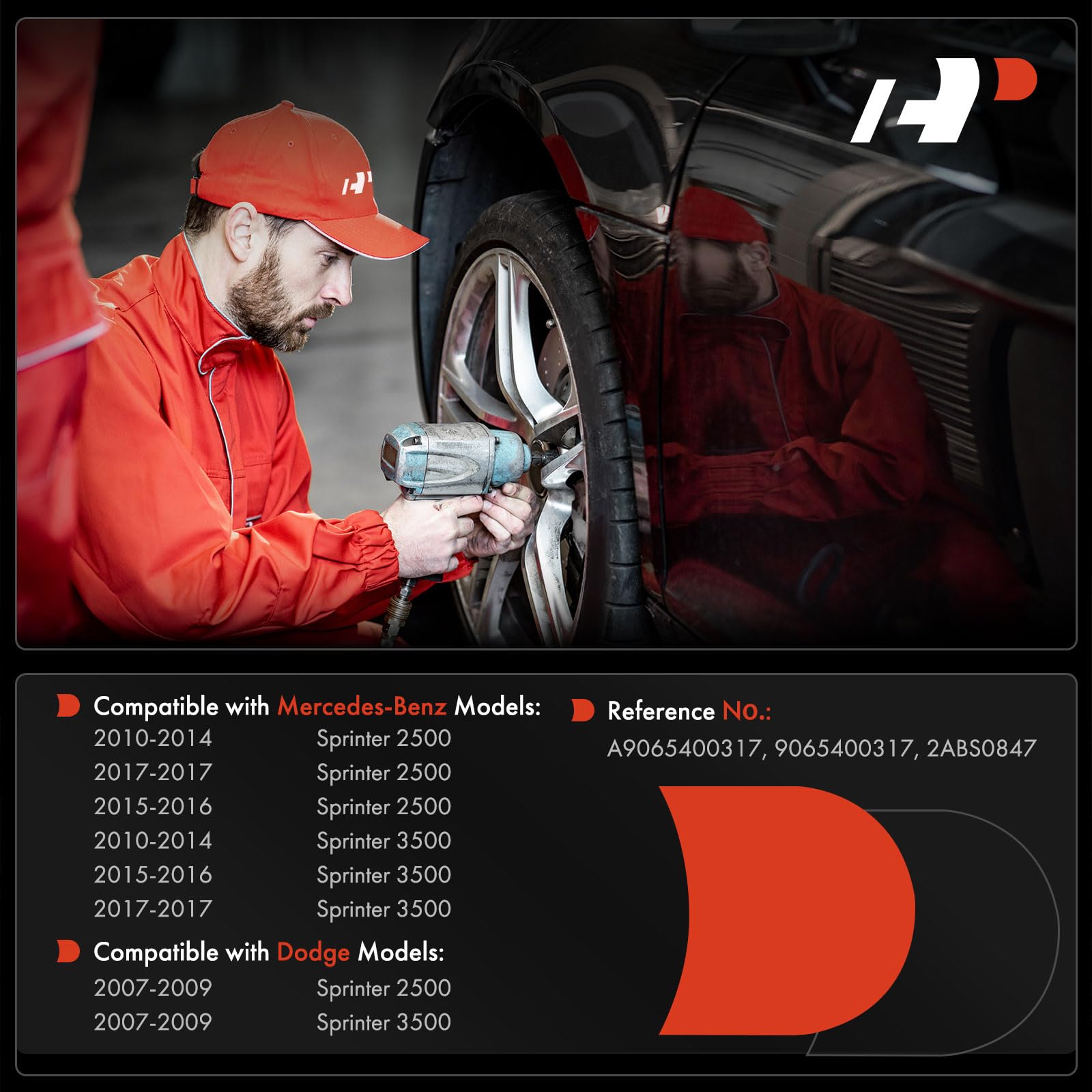 A-Premium Front Left or Right ABS Wheel Speed Sensor - Compatible with Dodge & Mercedes-Benz Models - Sprinter 2500/3500 2007-2017 - Front Driver or Passenger Side, Replaces A9065400317, 9065400317