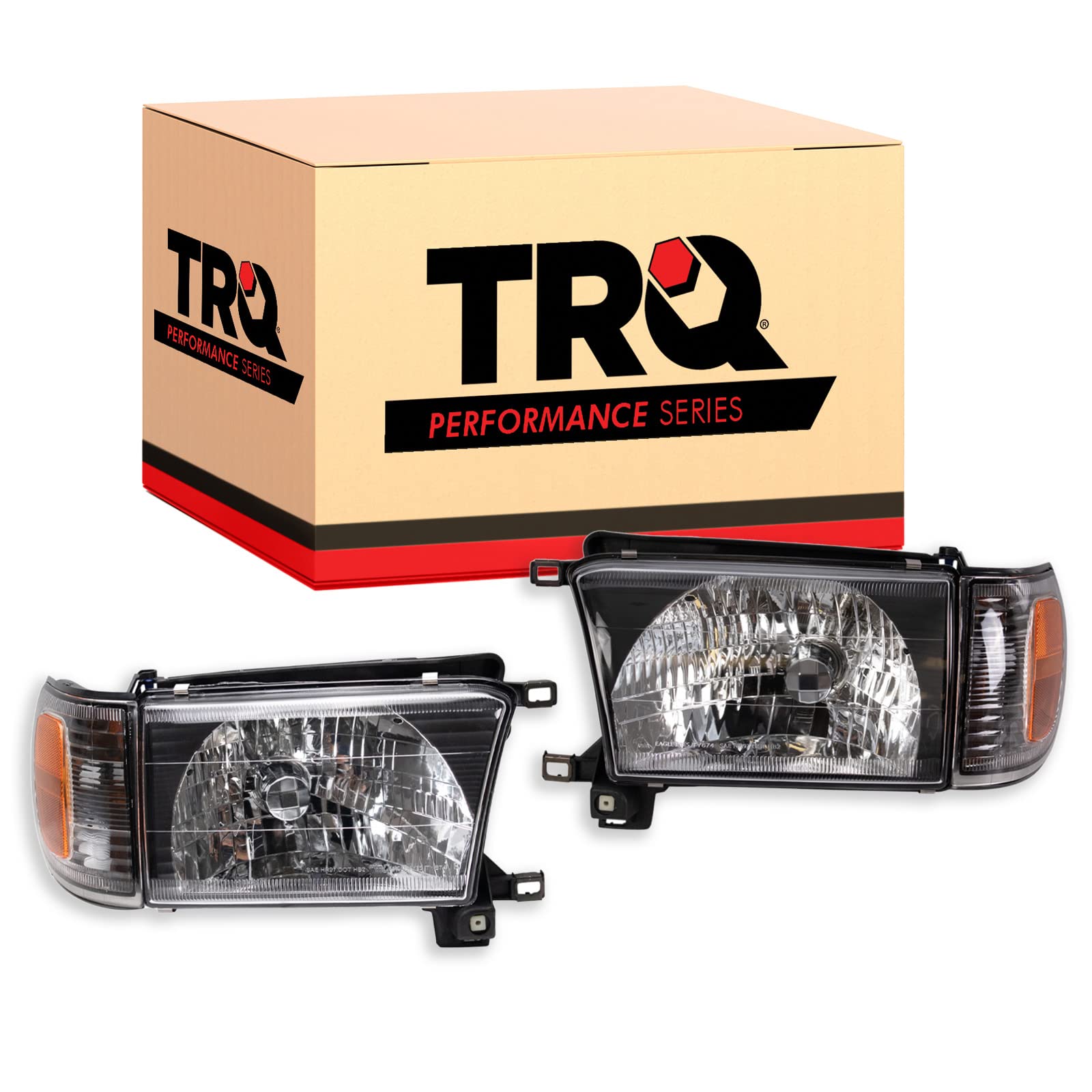Trq Headlight Assembly Set Headlights Performance Driver & Passenger Side To2502128 To2503128 Compatible With 1999-2002 Toyota 4