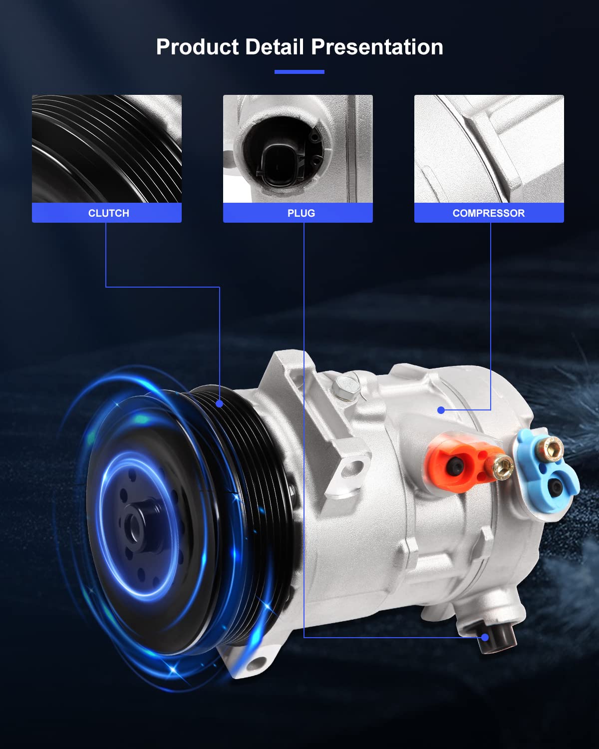 Eccpp Ac Compressor 2007-2014 For Chrysler 200 For Sebring For Dodge Avenger Journey 2.4L 6Seu16C Ac Compressor Pump