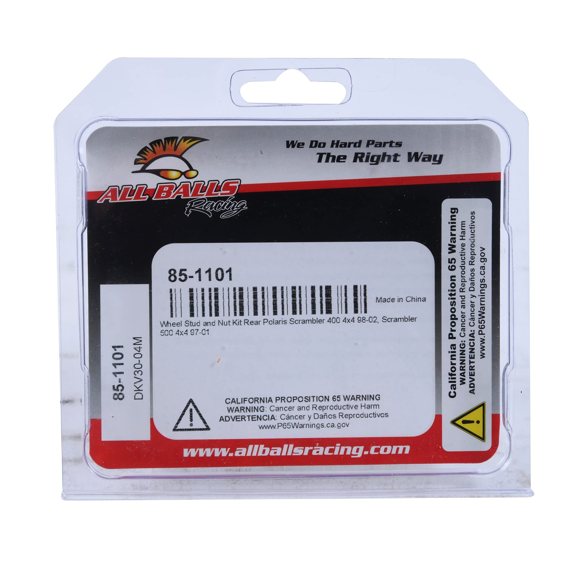 All Balls Racing 85-1101 Wheel Stud And Nut Kit Compatible With/Replacement For Polaris Scrambler 400 4X4 1998-2002, Scrambler 500 4X4 1997-2001