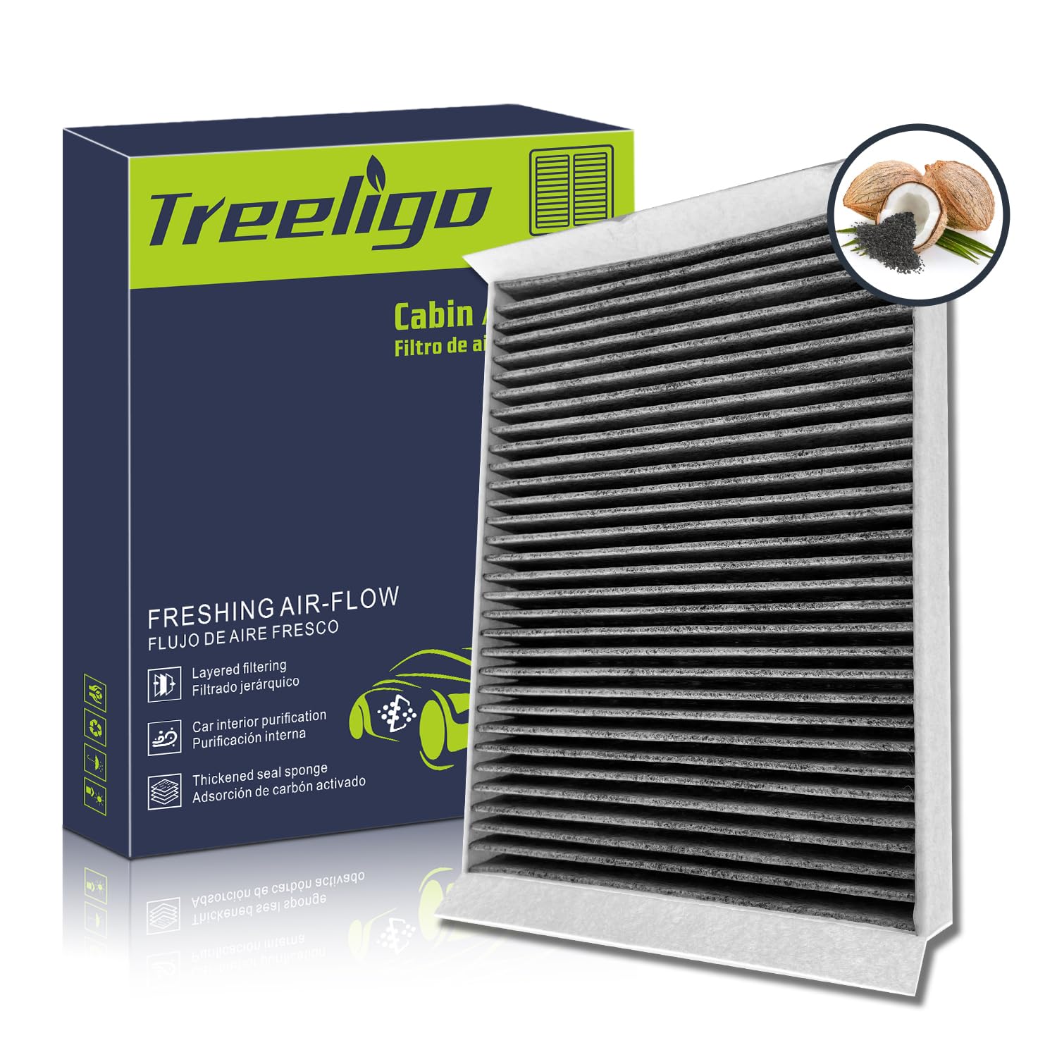 Treeligo Cf12152 Cabin Air Filter, Replacement For Ford Mustang 2015 2016 2017 2018 2019 2021 2022, W/Upgraded Coconut Shell Act