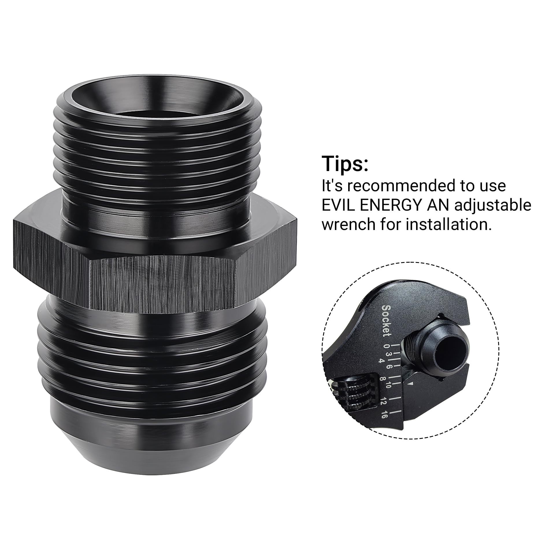 Evil Energy 12An Male Flare To M24 X 1.5Mm Male Metric Fitting Adapter Aluminium Alloy 2Pcs