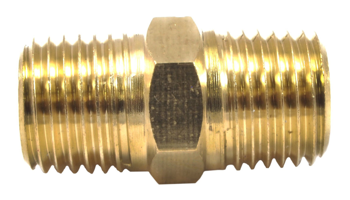 Forney 75448 Brass Fitting, Hose Coupling, 1/4-Inch Male NPT To 1/4-Inch Male NPT, Brass