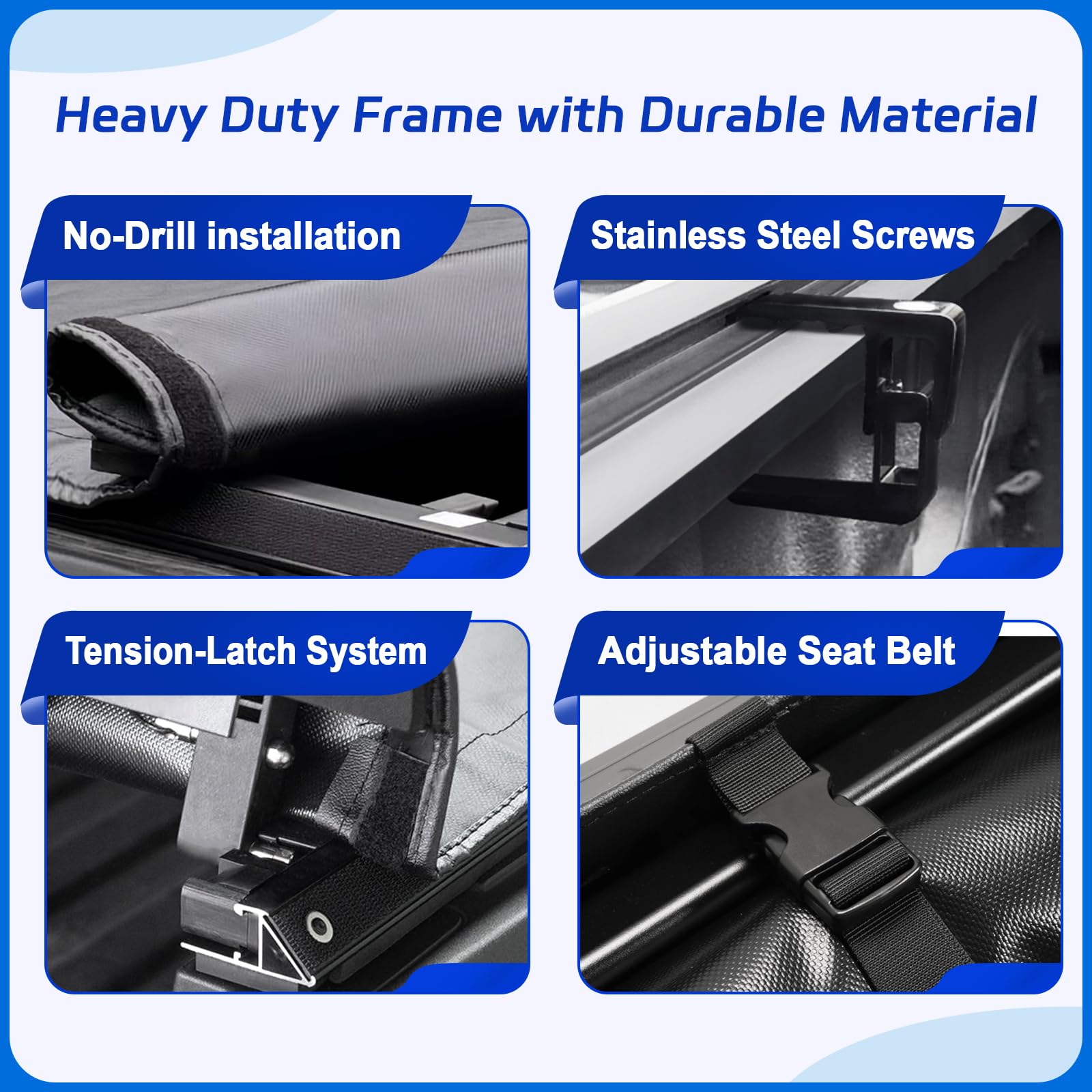 PZ Soft Roll-Up Tonneau Cover Replacement for 2022-2025 Ford Maverick 4.6Ft 54.4 in Black Truck Bed Cover