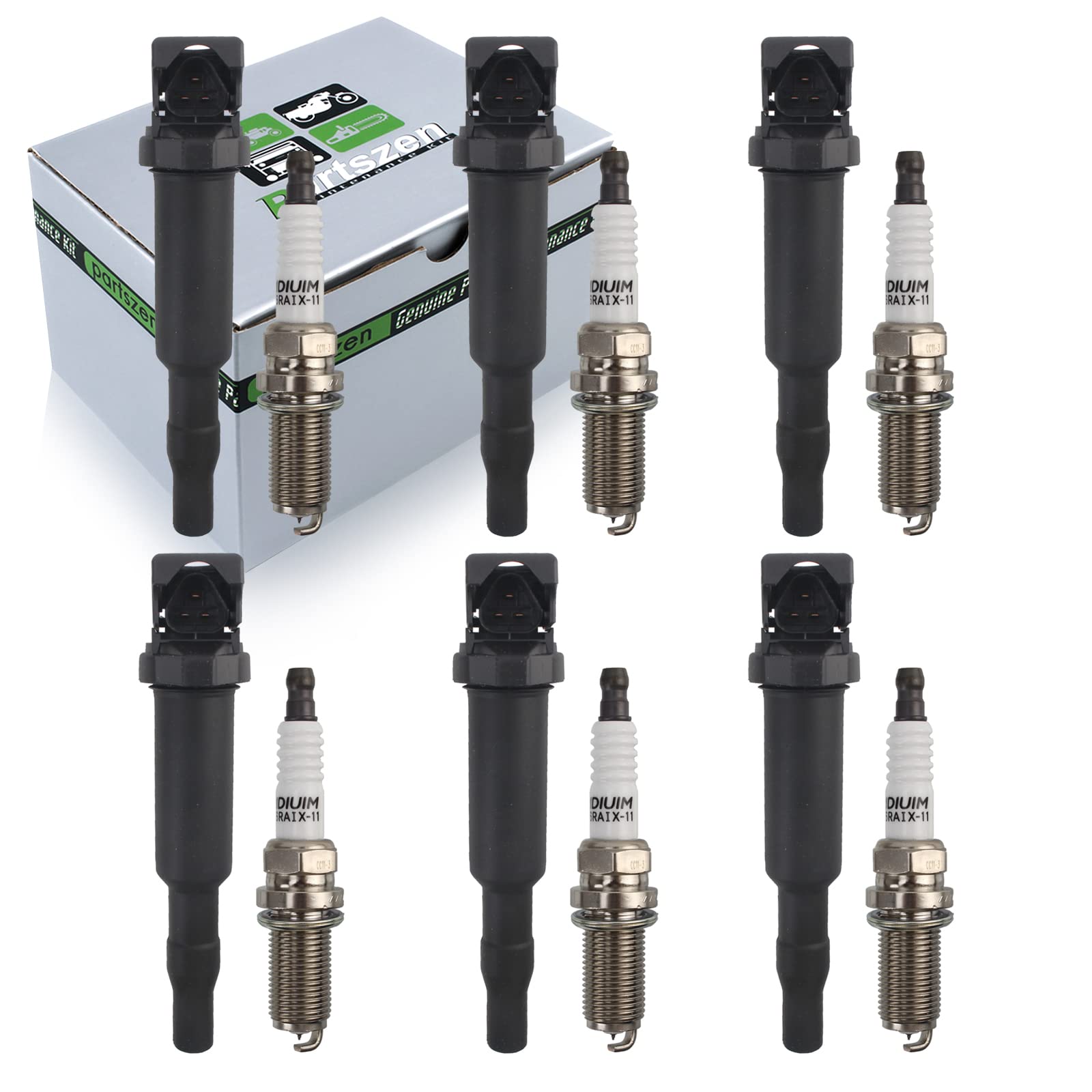 Partszen Uf592 Ignition Coil & Platinum Spark Plug For Bmw 128I 325I 325Xi 328I 328Xi 330I 330Xi 525I 525Xi 528I 528Xi 530I 530X