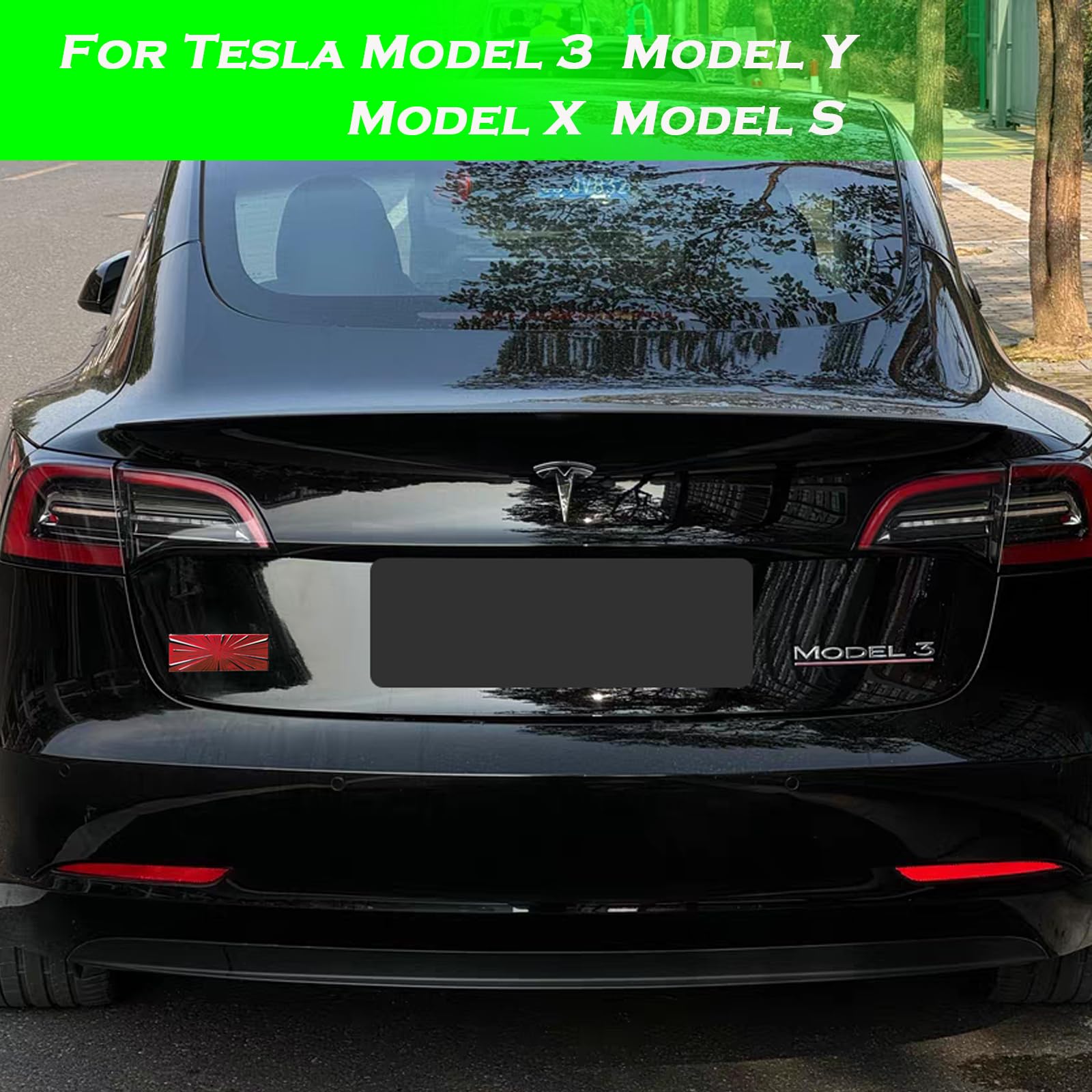 Yhcdsea Dual Motor Badge Emblem Sticker Plaid Decor Compatible For Model 3 Y X S Accessories (Ludicrous-Red Black)