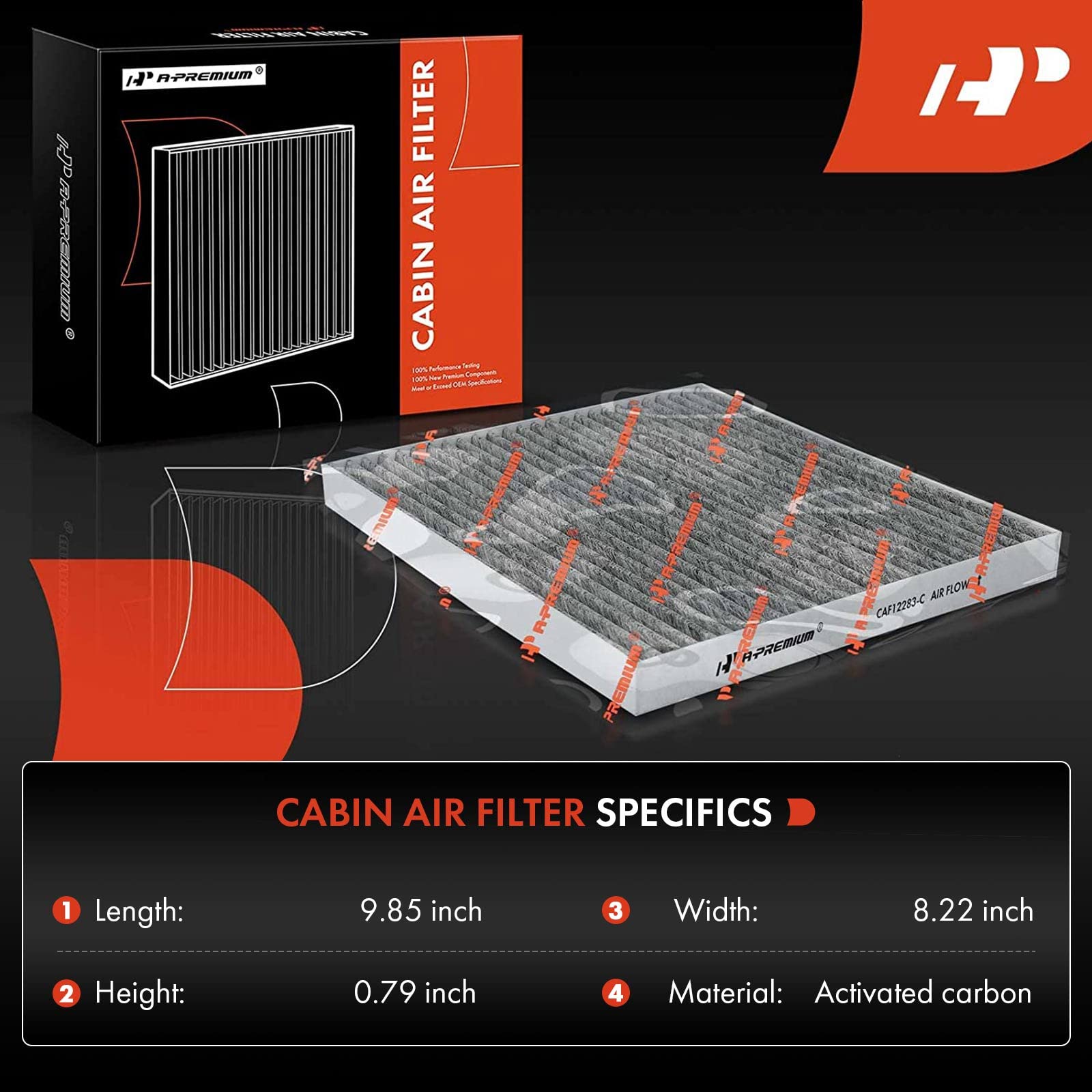 A-Premium Cabin Air Filter With Activated Carbon Compatible With Chrysler Pacifica 2017-2022, Voyager 2020-2022, Grand Caravan 2