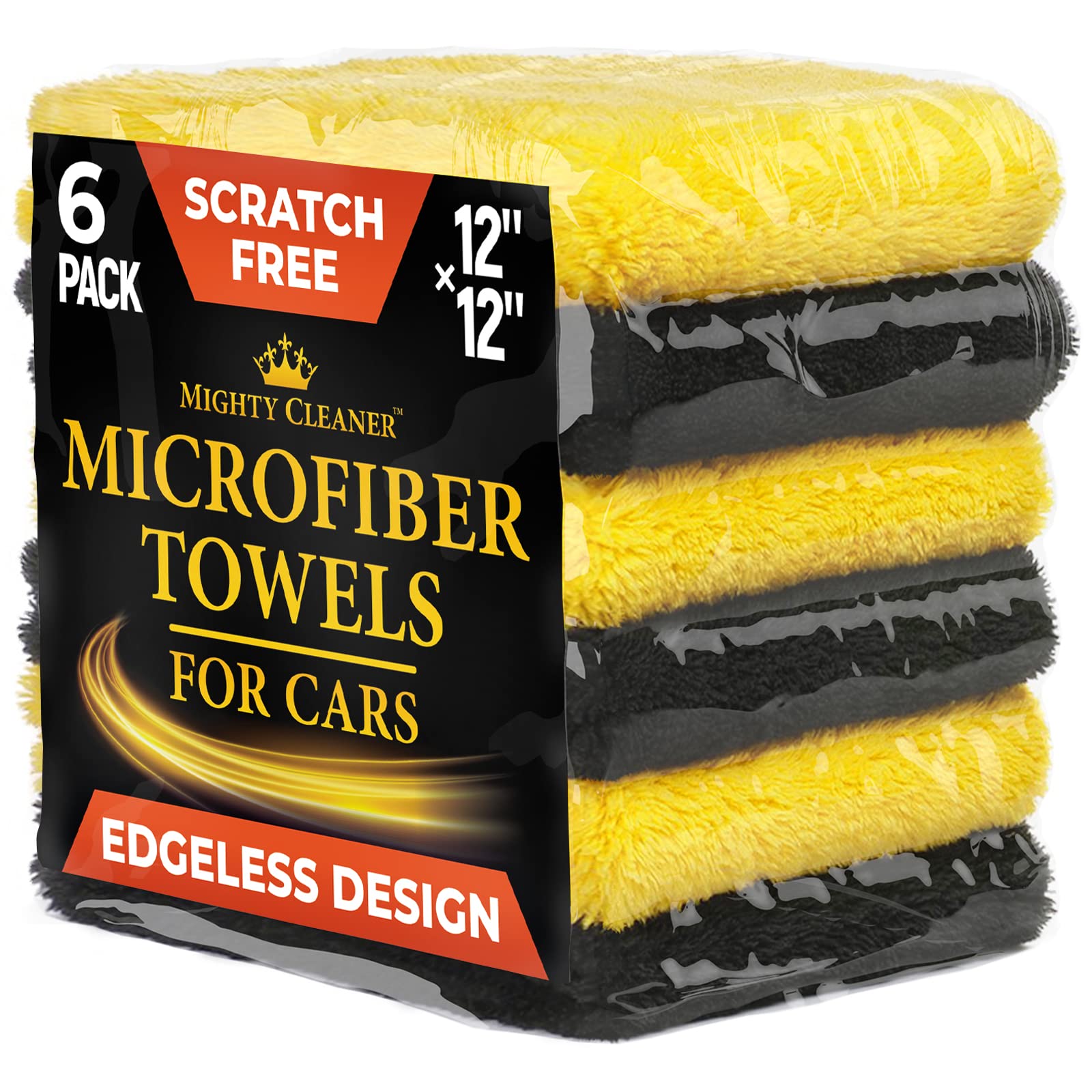 Edgeless Microfiber Towels For Cars - 6Pk (12   X12   ) - 540 Gsm - Super Soft Drying Towels Car Detailing & Buffing - Scratch-F