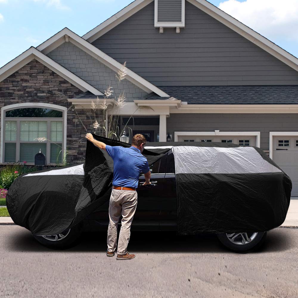 Titan Jet Black Poly 210T Car Cover For Mid-Size Suv 188-206''. Waterproof, Uv Protection, Scratch Resistant, Driver-Side Zipper