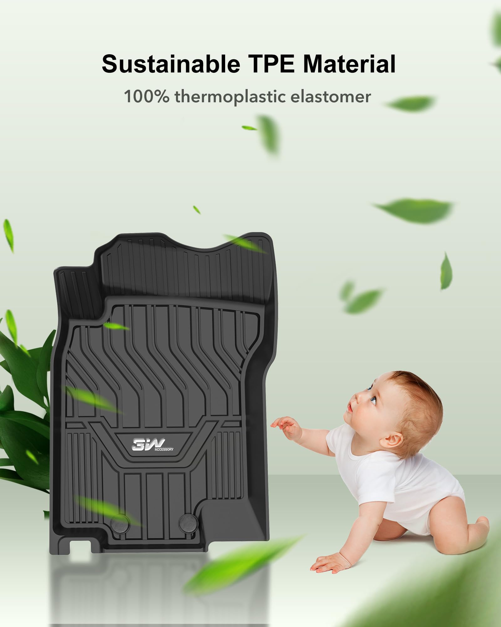 3W Nissan Rogue Floor Mats & Cargo Liner 2014-2020, All Weather Tpe Custom Fit Full Set With Trunk Mat(Not For Rogue Sport)