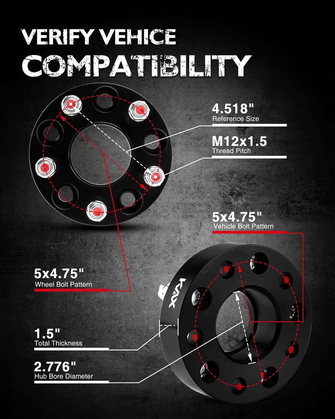 Kax 5X4.75 Wheel Spacers,1.5 Inch 5 Lug Hub Centric Wheel Spacers Fit For Corvette, Blazer, S10, Camaro, Firebird, Sonoma, Brava