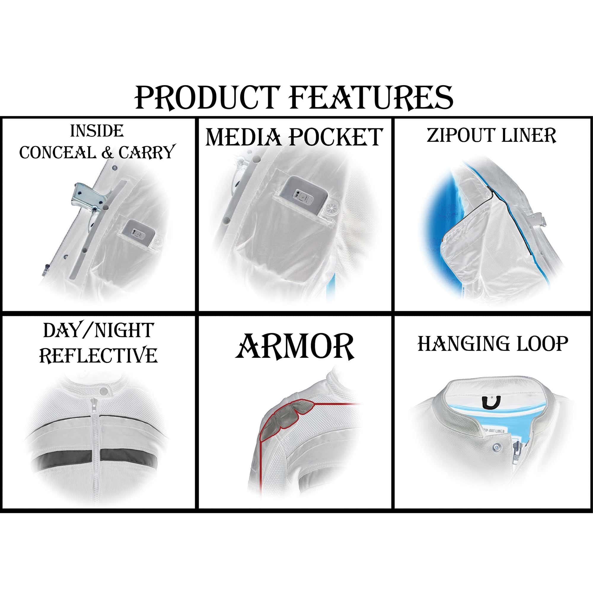 Milwaukee Leather Mpl2775 Black Armored Textile Motorcycle Jacket For Women - All Season Jacket W/Removable Liner - Medium