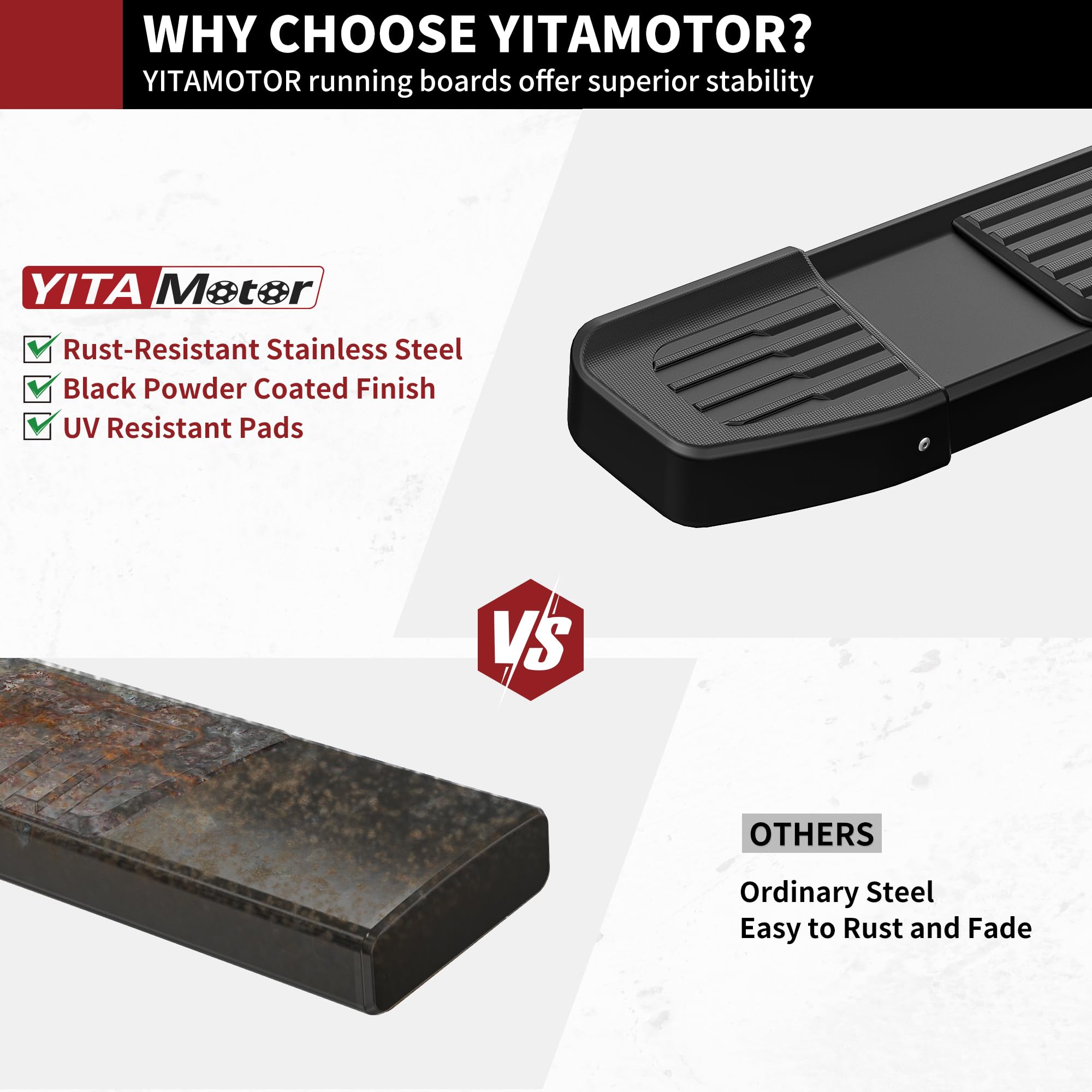 Yitamotor 6 Inches Running Boards Compatible With 2007-2018 Chevy Silverado/Gmc Sierra 1500, 2007-2019 2500Hd 3500Hd, 2019 Ld/Li