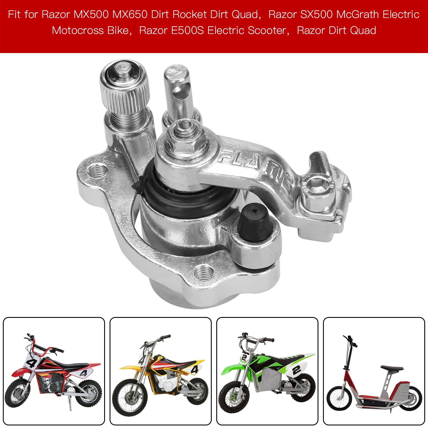 Grehua Front Rear Disc Brake Caliper For Razor Mx500 Mx650 Sx500 Mcgrath Dirt Rocket Dirt Quad Electric Motocross Bike E500S Electric Scooter Compatible With Razor Part W15128190009 Heavy Duty Silver