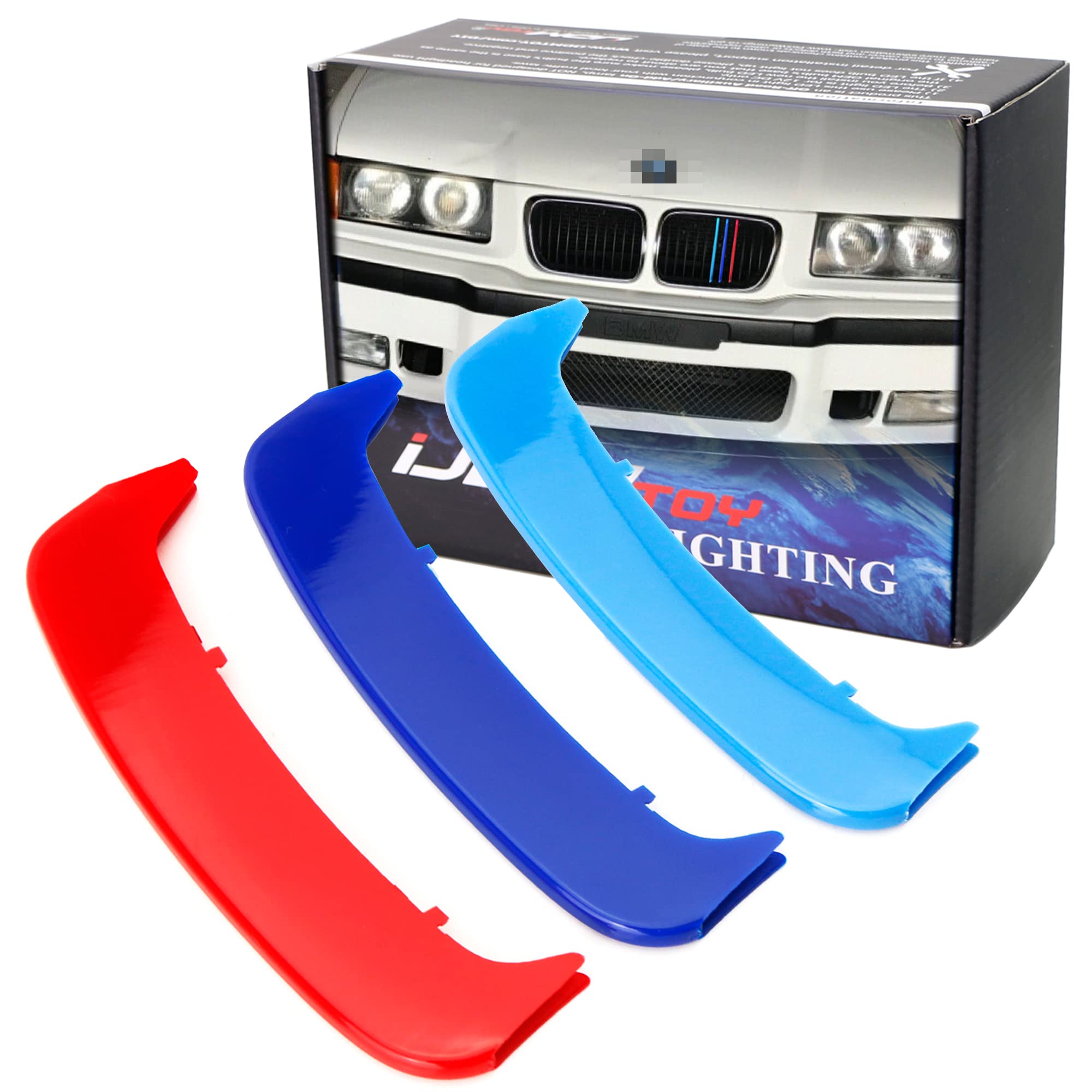 Ijdmtoy Exact Fit///M-Colored Grille Insert Decoration Trims Compatible With 1996-1999 Bmw E36 3 Series 318I 323Ci 323I 328I W/ 