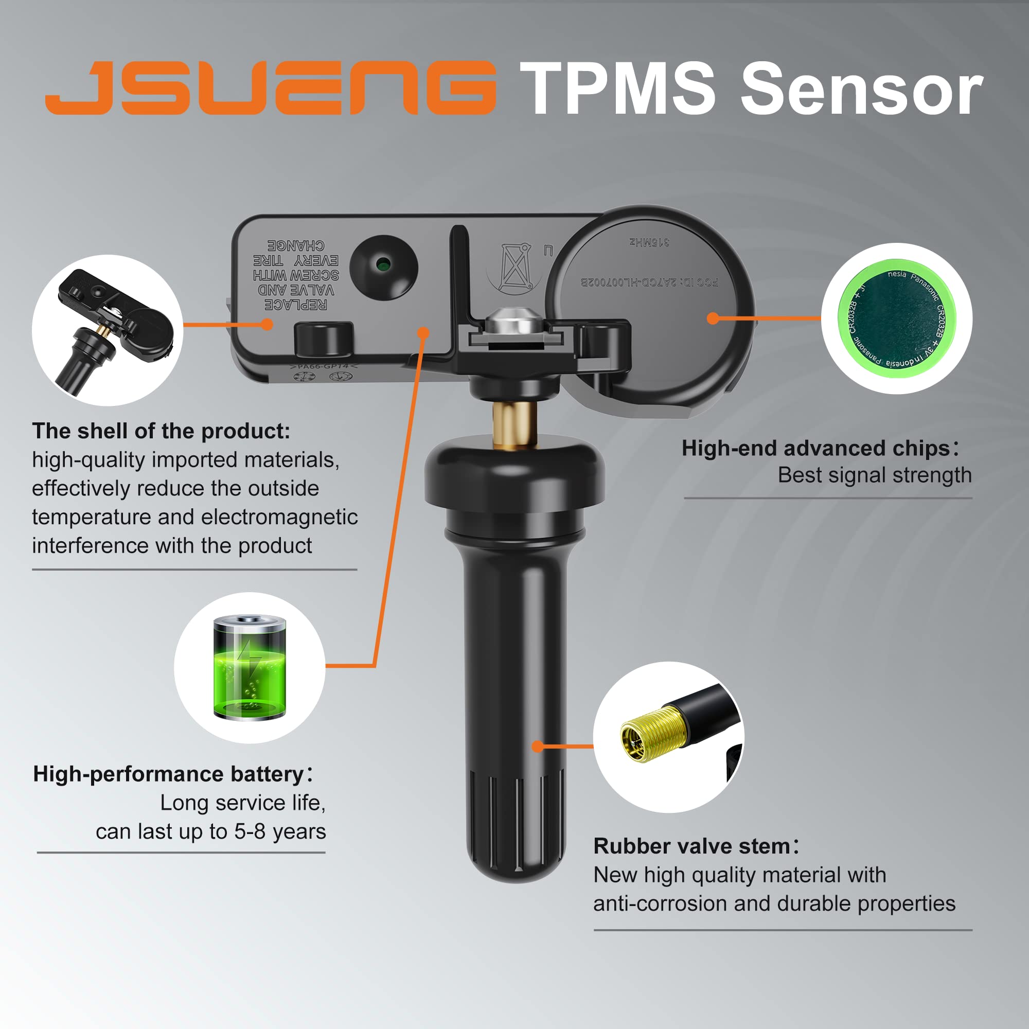 Tpms Sensor 315Mhz Compatible With Ford F150.F250.F350.Explorer.Focus.Fusion,4 Pcs Tire Pressure Sensors Replaces#De8T-1A180-Aa