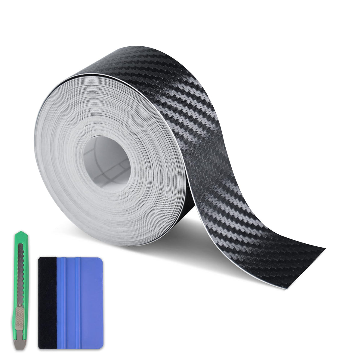 Arespark Carbon Fiber Black Vinyl Wrap, Cars Window Door Trim Universal DIY Chrome Delete Vinyl Wrap, Door Edge Guards Protectio