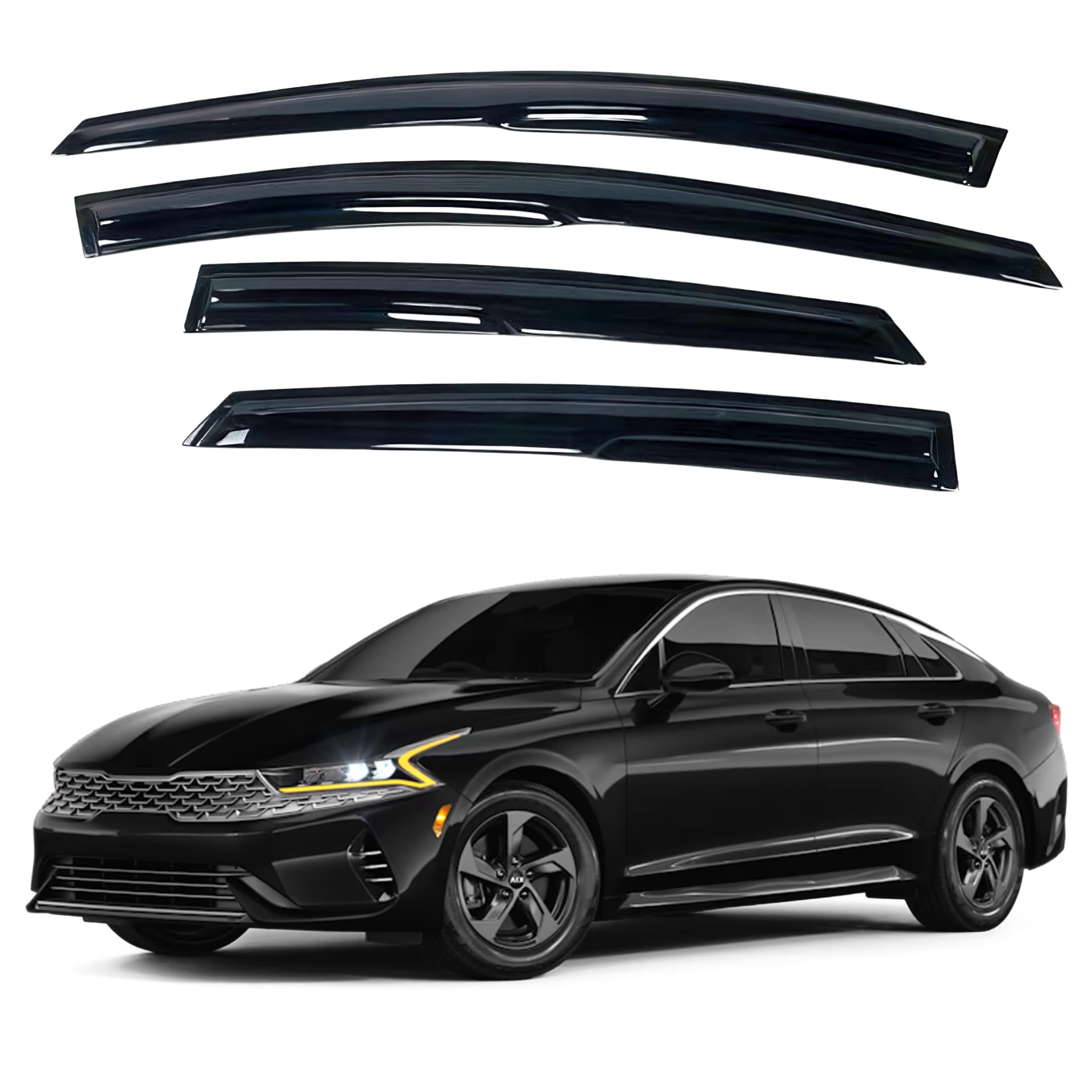 Ig Window Visor For Kia Optima 2021-2024 & Kia K5 2021-2024, Rain Guard Tape-On Extra Durable Sun Wind Side Vent Window Deflecto