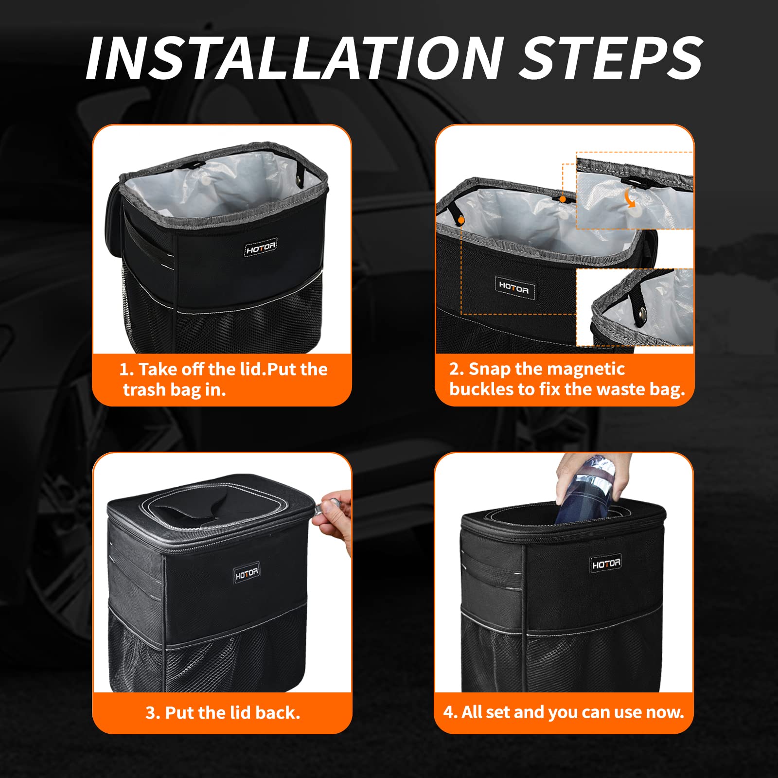 Hotor Car Trash Bags, Liner Refills (50-Pack), (Trash Can Is Not Included)