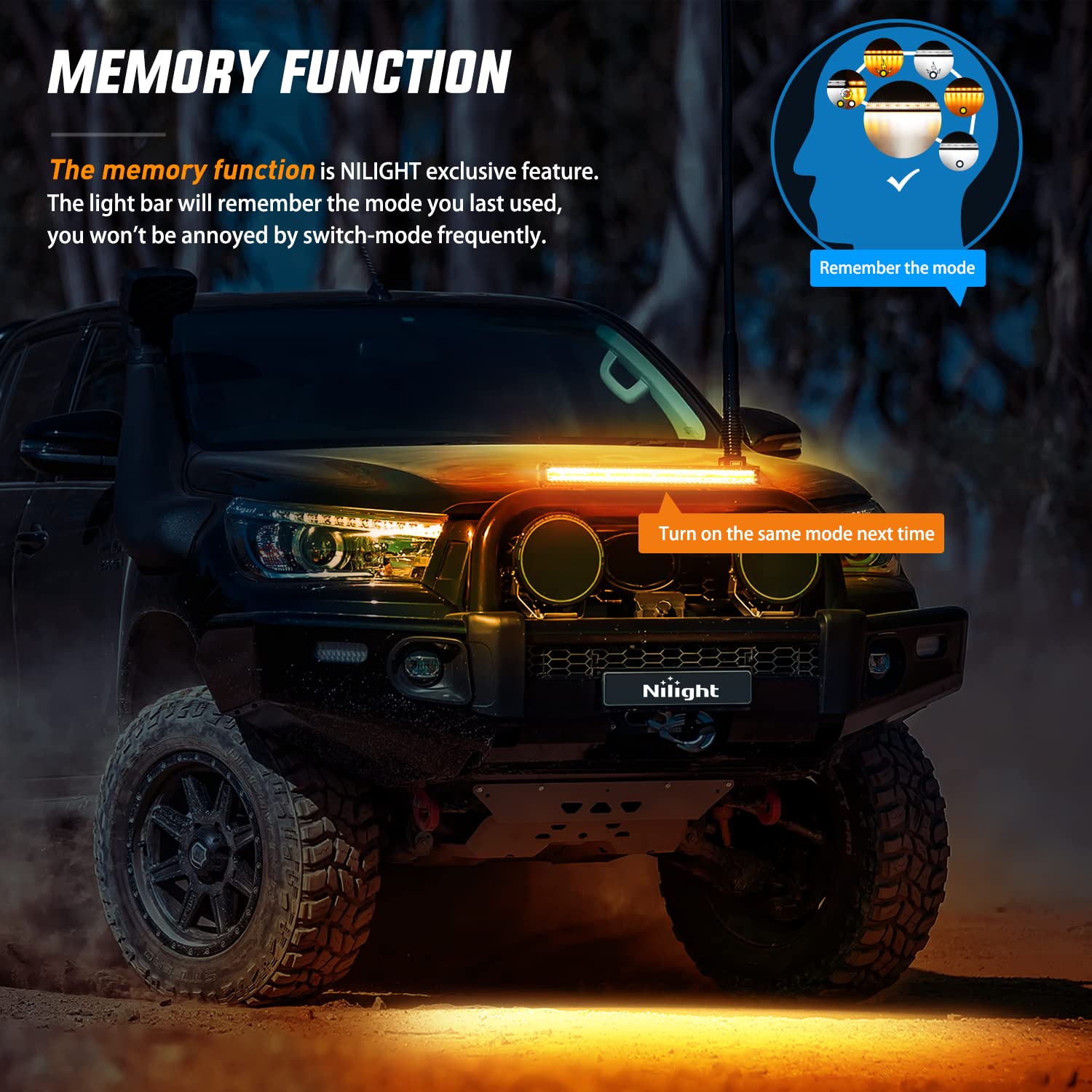 Nilight 26Inch 540W Led Light Bar Spot Flood Amber White Strobe 6 Modes With Memory Function Off-Road Truck Car Atv Suv Cabin Bo