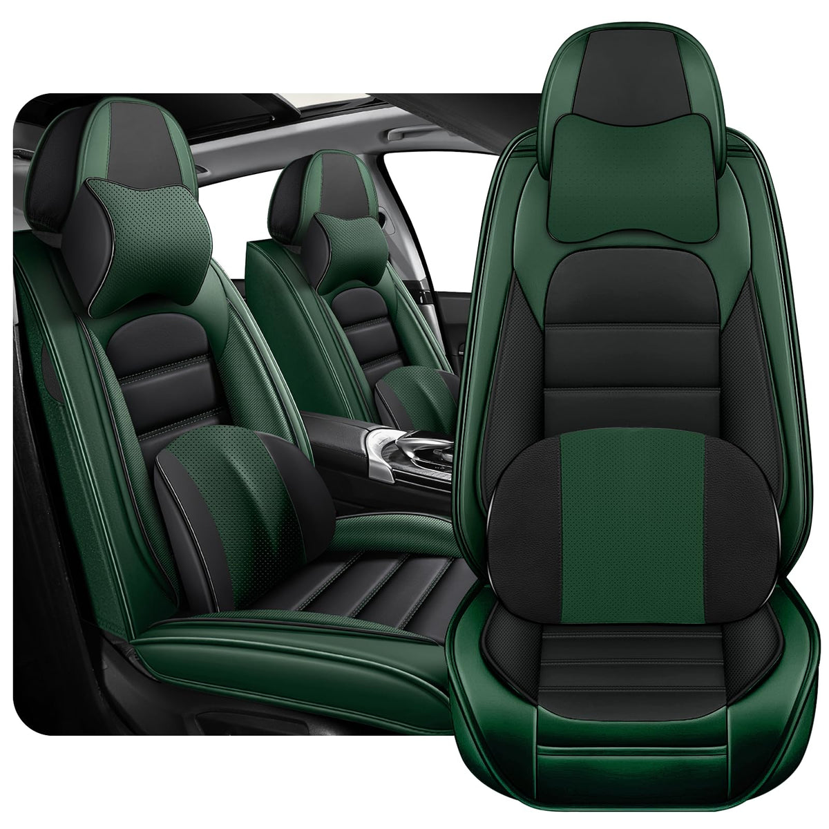 KNCY Fit for GMC Sierra Chevy Silverado 1500 2500HD 3500HD Accessories Seat Covers 2007-2024, Waterproof Leather Seat Protectors