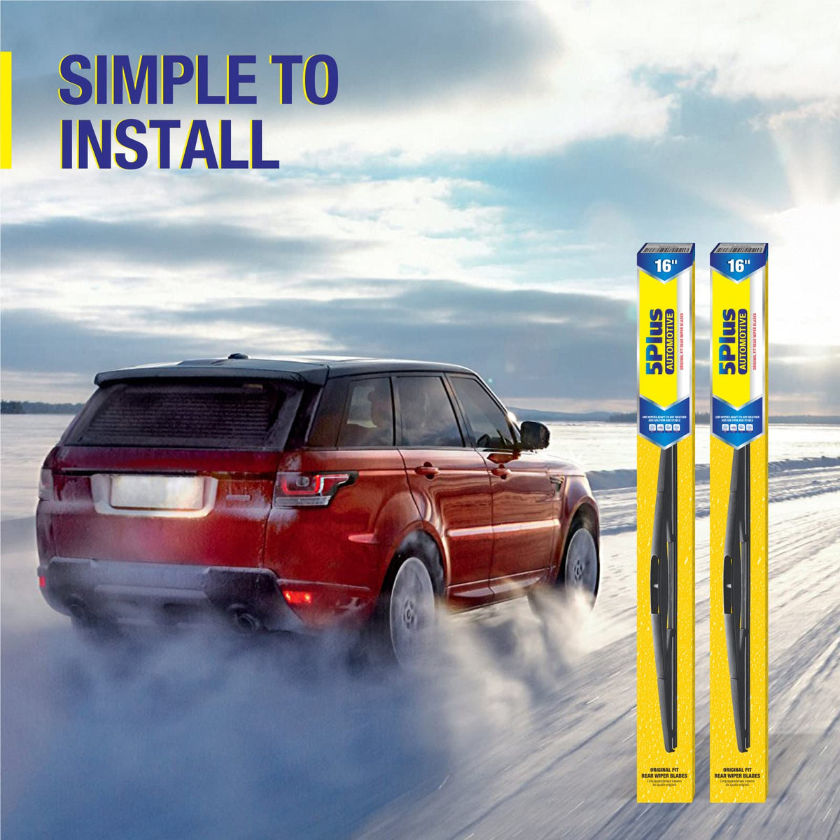 5 PLUS 16 Inch Rear Wiper Blade Replacement | Fits Honda Odyssey 2005-2023, Passport, Insight & More | AAAA Grade Rubber