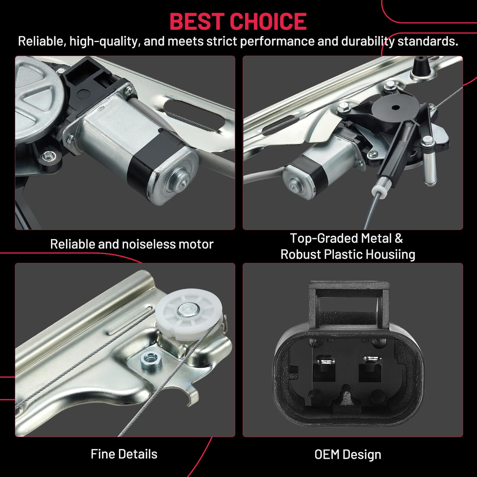 BDFHYK 741-644 Power Window Regulator with Motor Front Left Driver Side for Chevy Silverado, Tahoe, Suburban, Avalanche 1500 250