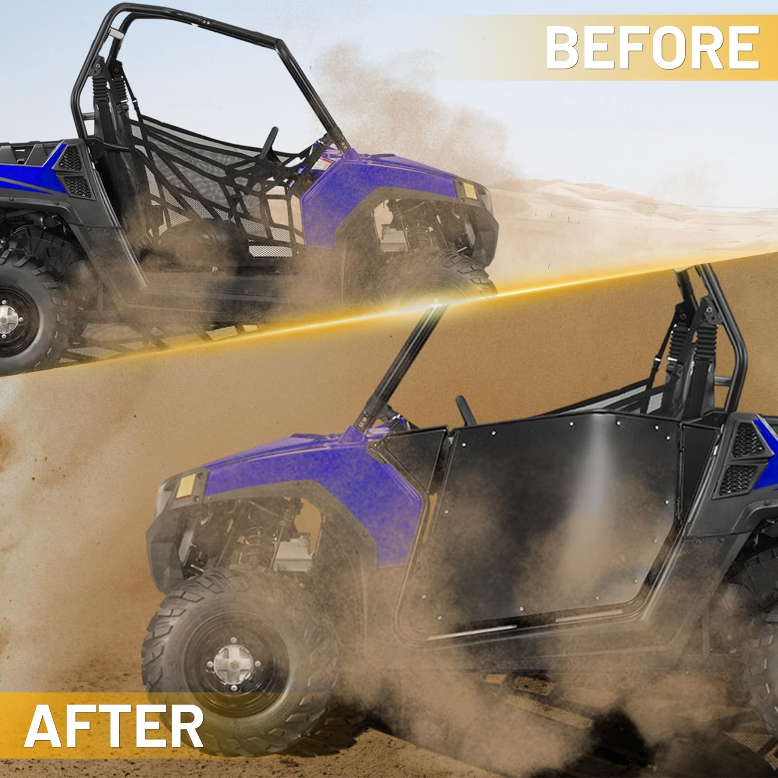 Kuafu Black Metal Doors Compatible With 2008-2014 Polaris Rzr 800/ S 800/ Xp 900 2012-2021 570 2 Door Models Steel Aluminum