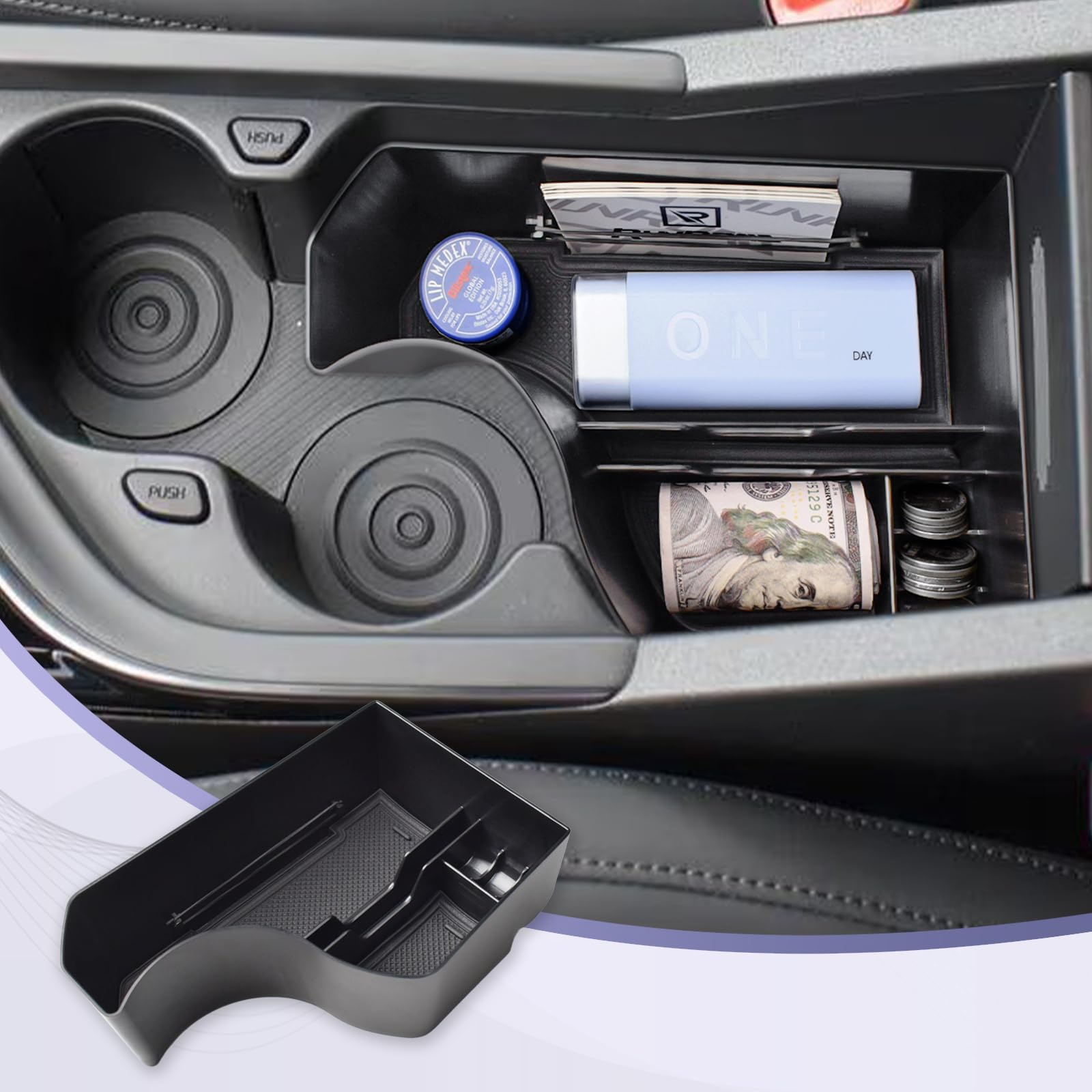 RUNROAD Center Console Organizer Tray Compatible with 2025 2024 2023 Kia NIRO Accessories, Insert Armrest Storage Box for NIRO M