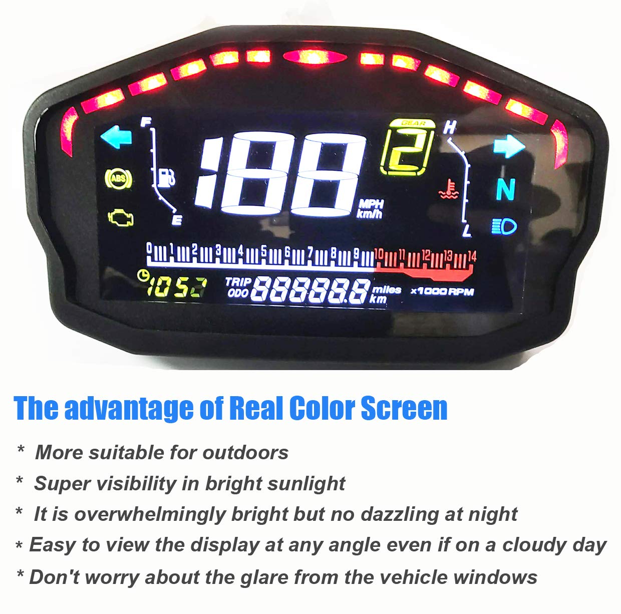 SAMDO Universal Motorcycle Speedometer Odometer Tachometer 14000 RPM 199 Kph Mph Motorcycles Refit Water Temperature Gauge VA Re