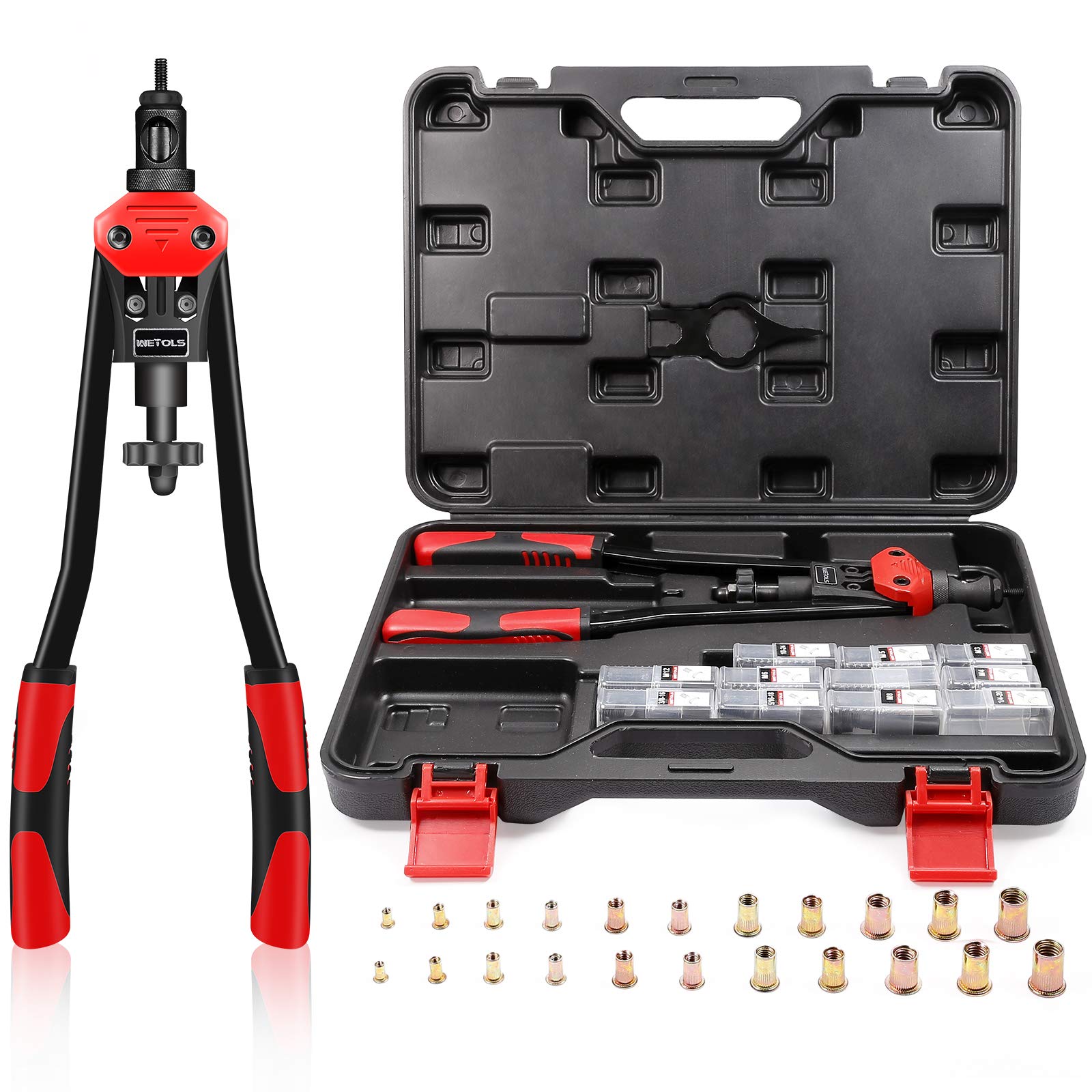 Wetols 16'' Rivet Nut Tool, Professional Rivet Nut Tool Kit With 11 Metric & Inch Mandrels M3 M4 M5 M6 M8 M10 M12, 10-24, 1/4-20