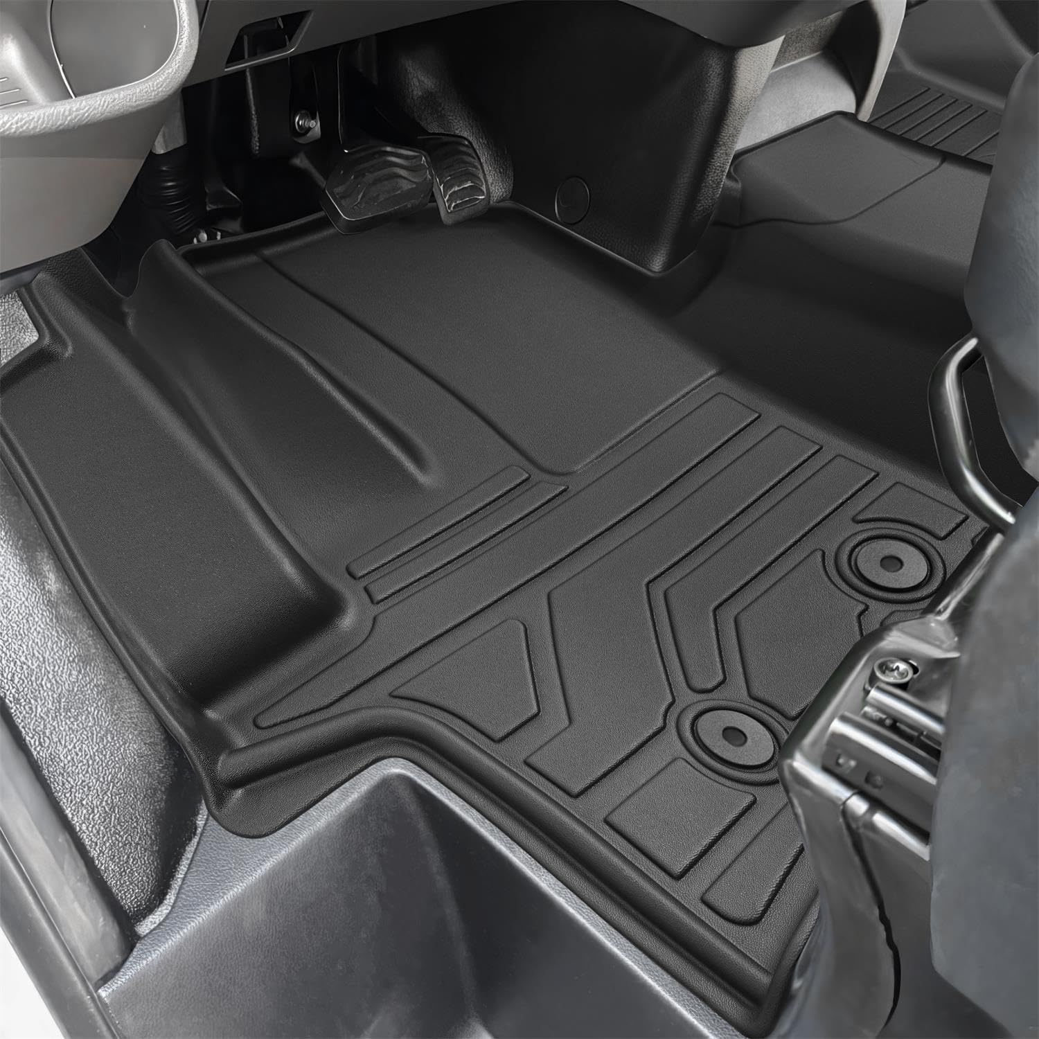 Karpal Floor Mat Front Liner Fit For 2022-2024 Ford Transit (All Models W/Vinyl Floors), Custom Fit Tpe All Weather Ford Transit
