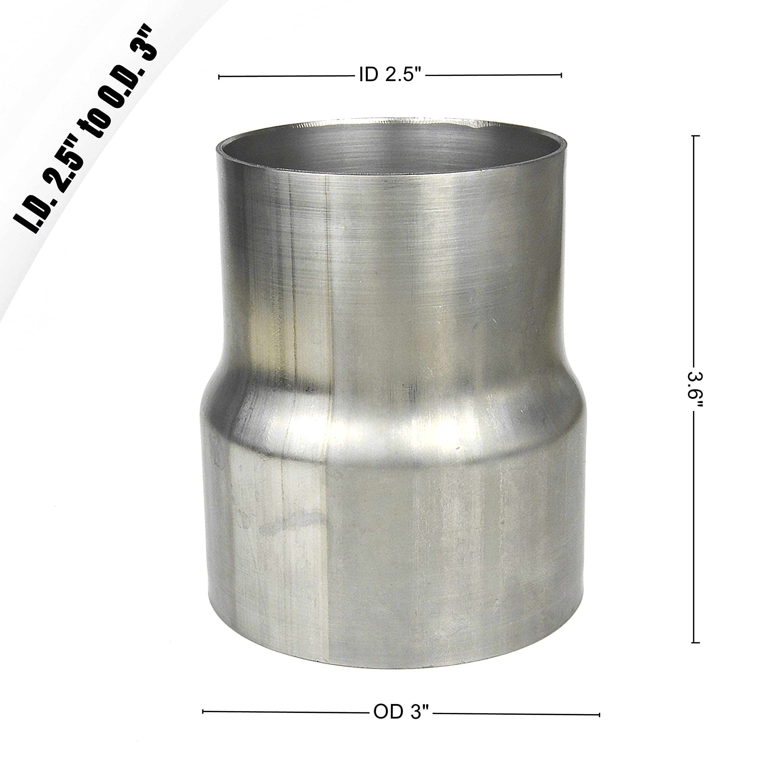 Universal Id 2.5 Inch To Od 3 Inch Exhaust Adapter, Stainless Steel Exhaust Coupler(2 1/2' Id To 3' Od), Pipe Adapter Whole Length 3.6 Inch