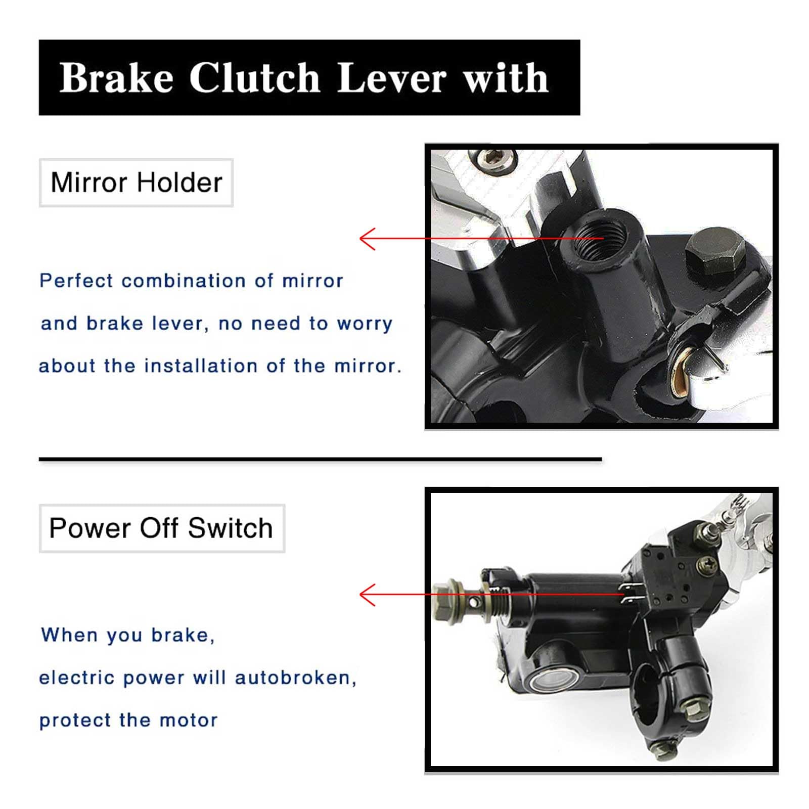 PACEWALKER Universal Motorcycle 7/8'' 22mm Handlebar Brake Master Cylinder Clutch Lever Left & Right Set for Honda Kawasaki Suzu